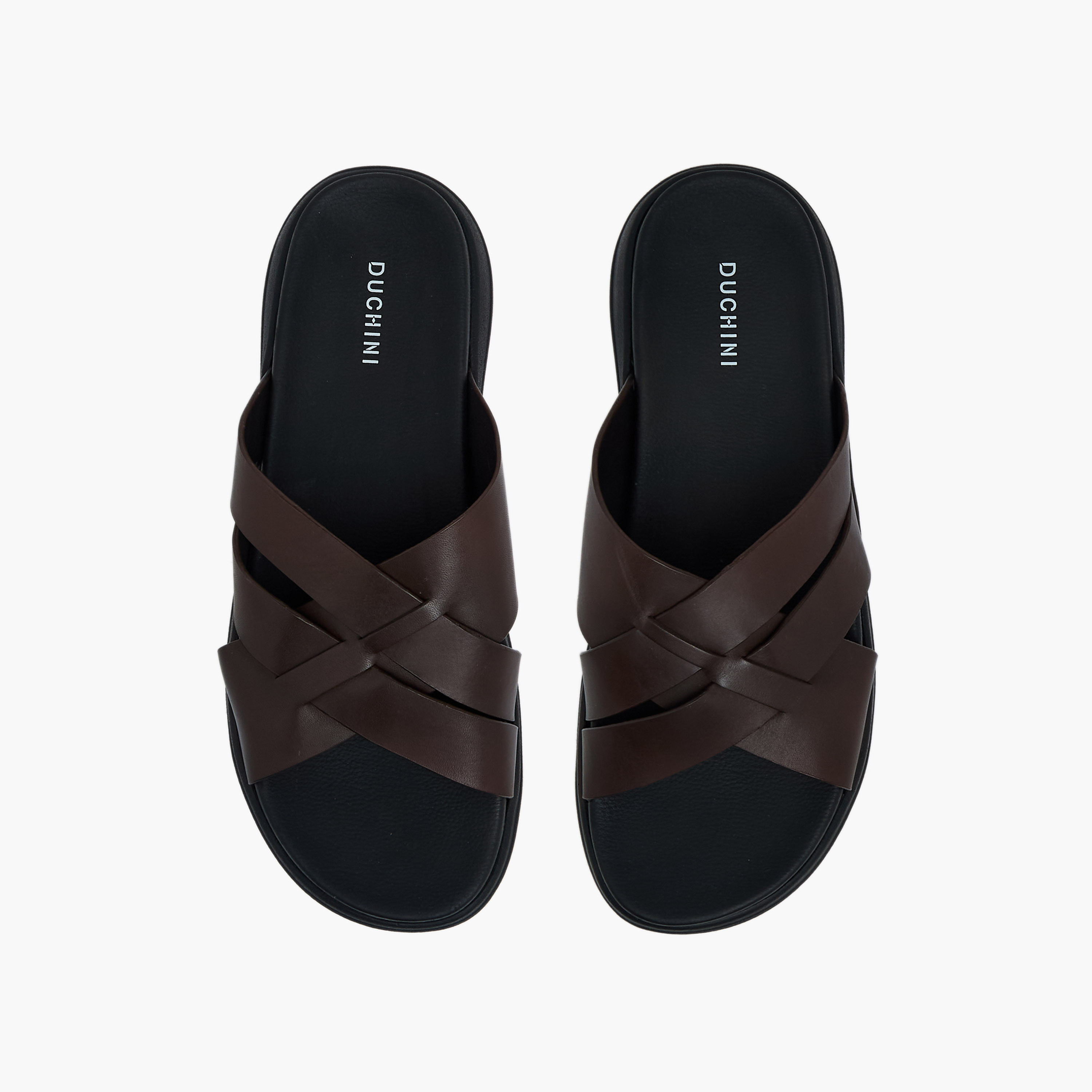 Duchini Men Leather Cross Strap Sandals-men-shoes-sandals-image-1
