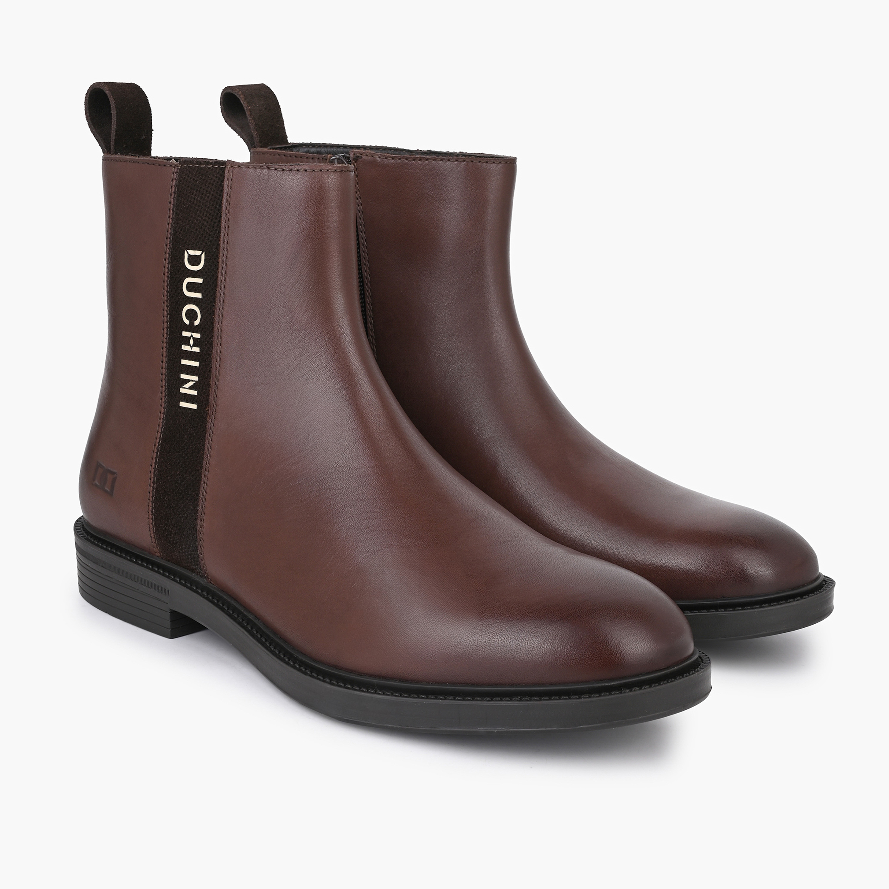 Duchini Men Logo Print Leather Ankle Boots-men-shoes-boots-image-1