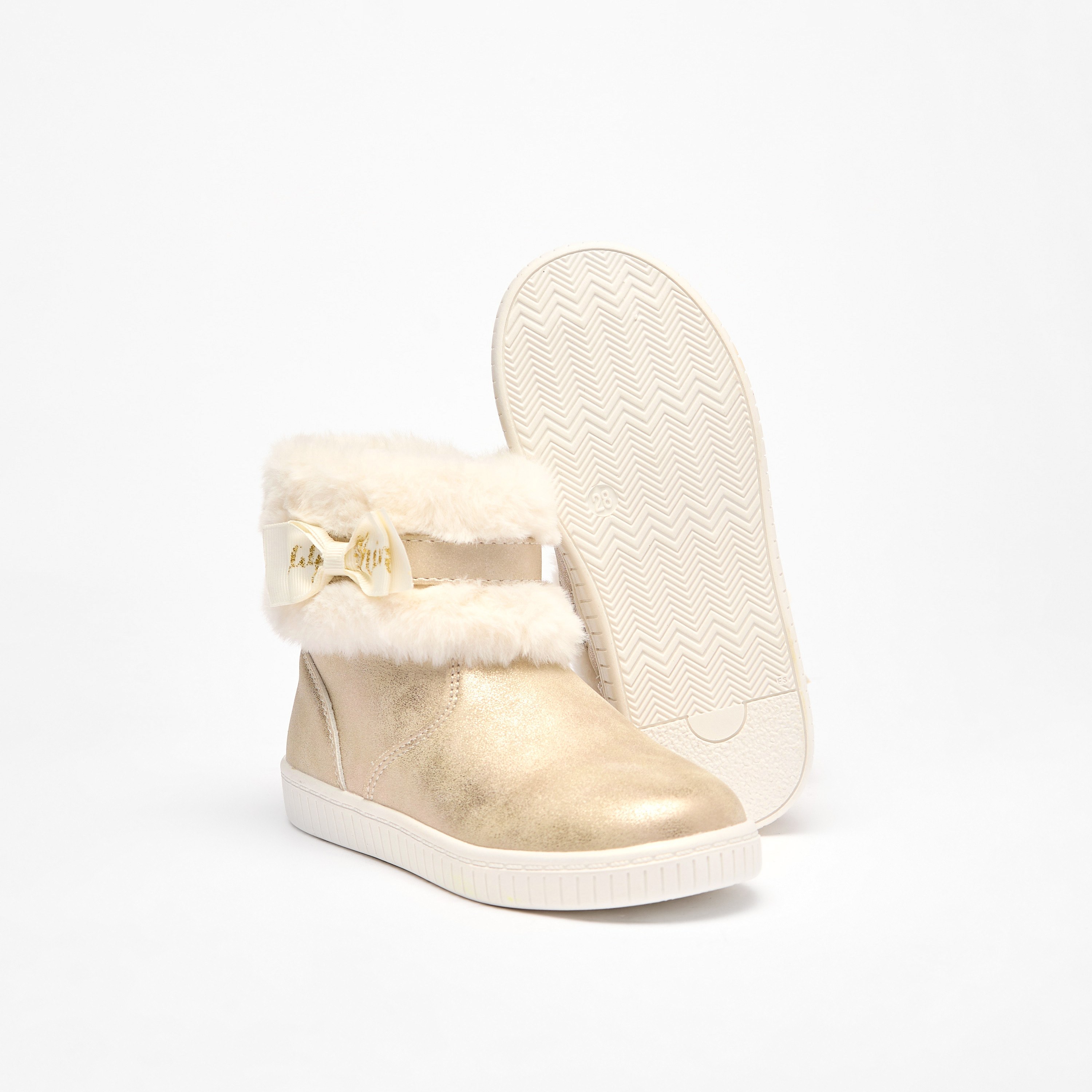 Flora Bella Faux Fur Ankle Boots with Bow Detail and Zip Closure-girls-shoes-boots-image-6