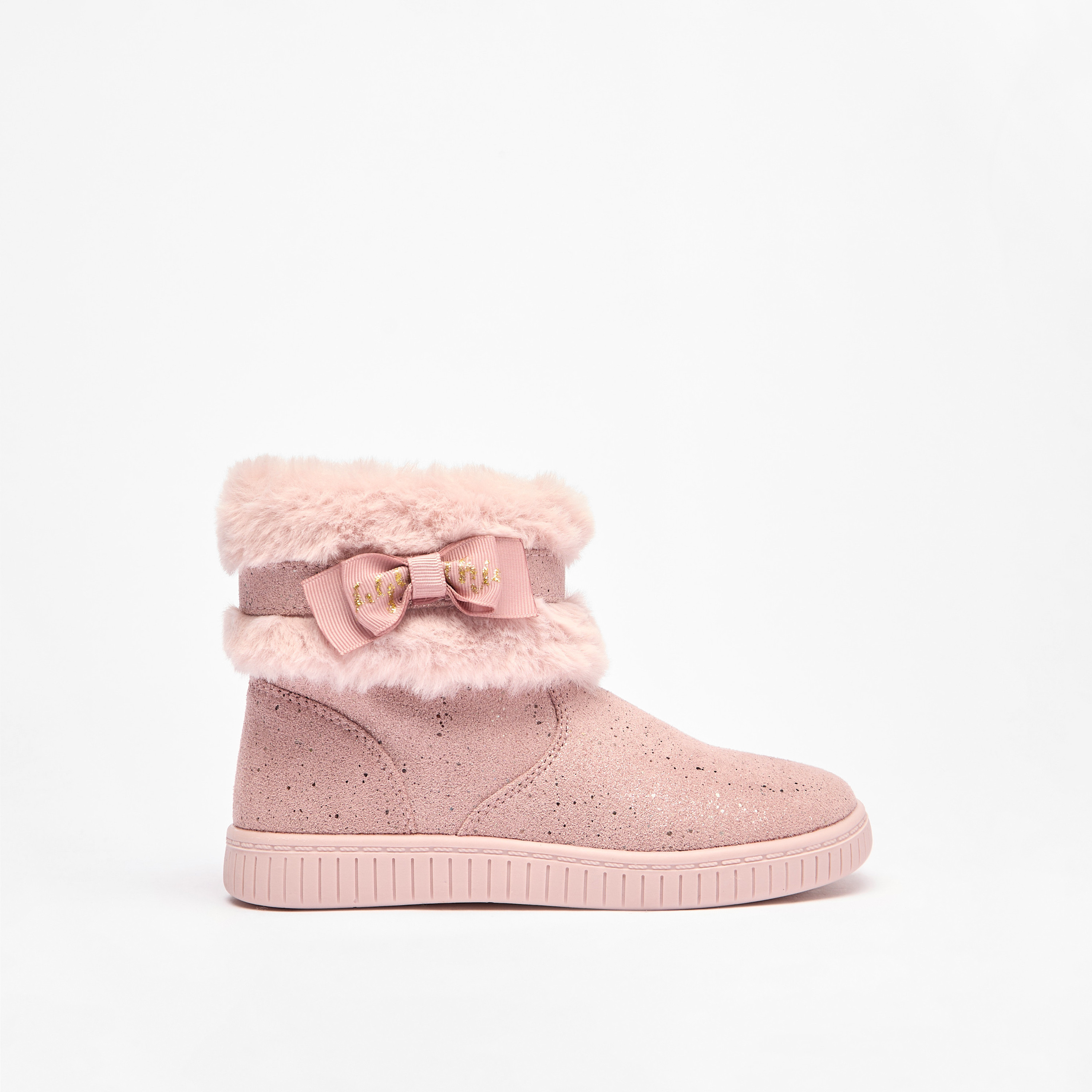Flora Bella Faux Fur Ankle Boots with Bow Detail and Zip Closure-girls-shoes-boots-image-3