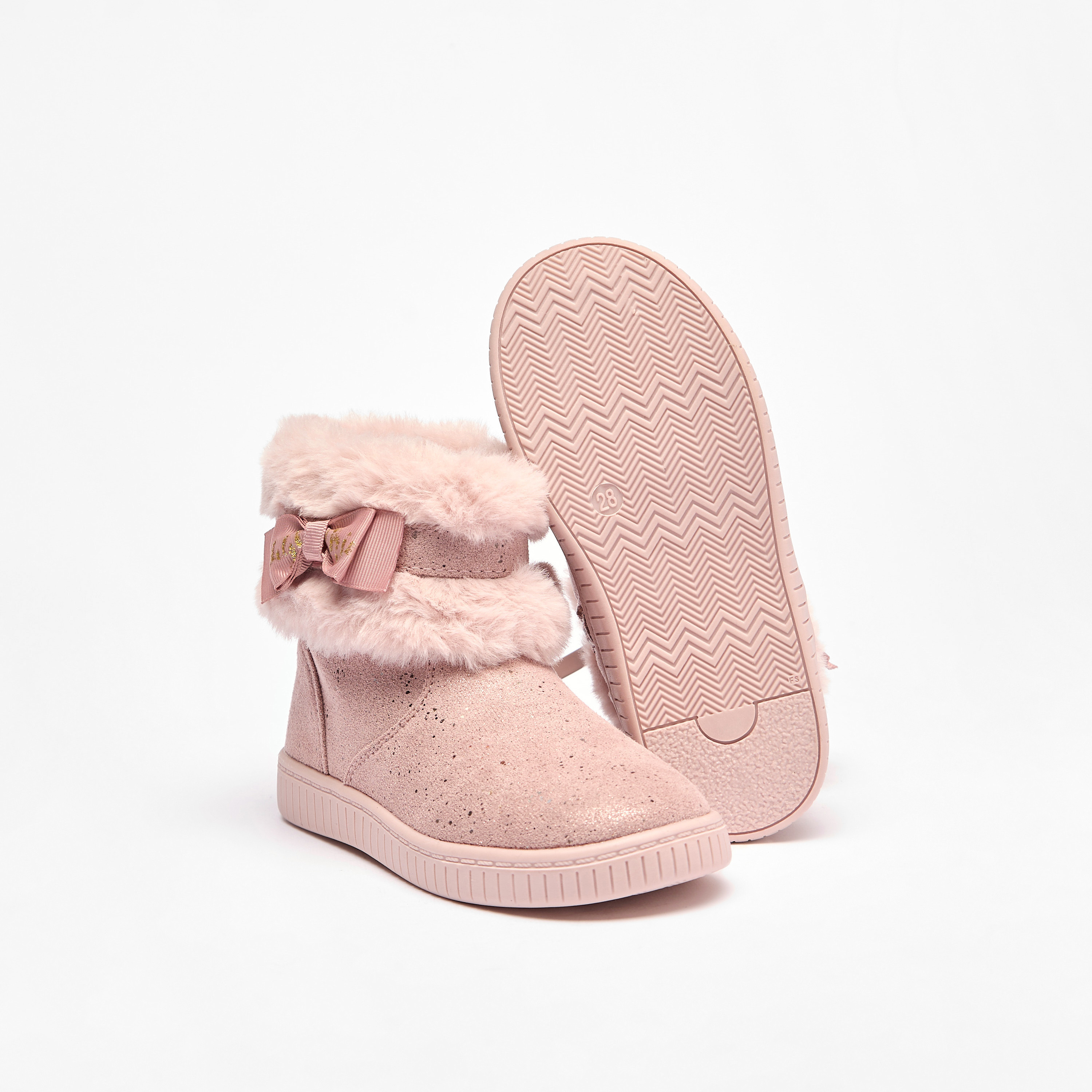 Flora Bella Faux Fur Ankle Boots with Bow Detail and Zip Closure-girls-shoes-boots-image-6