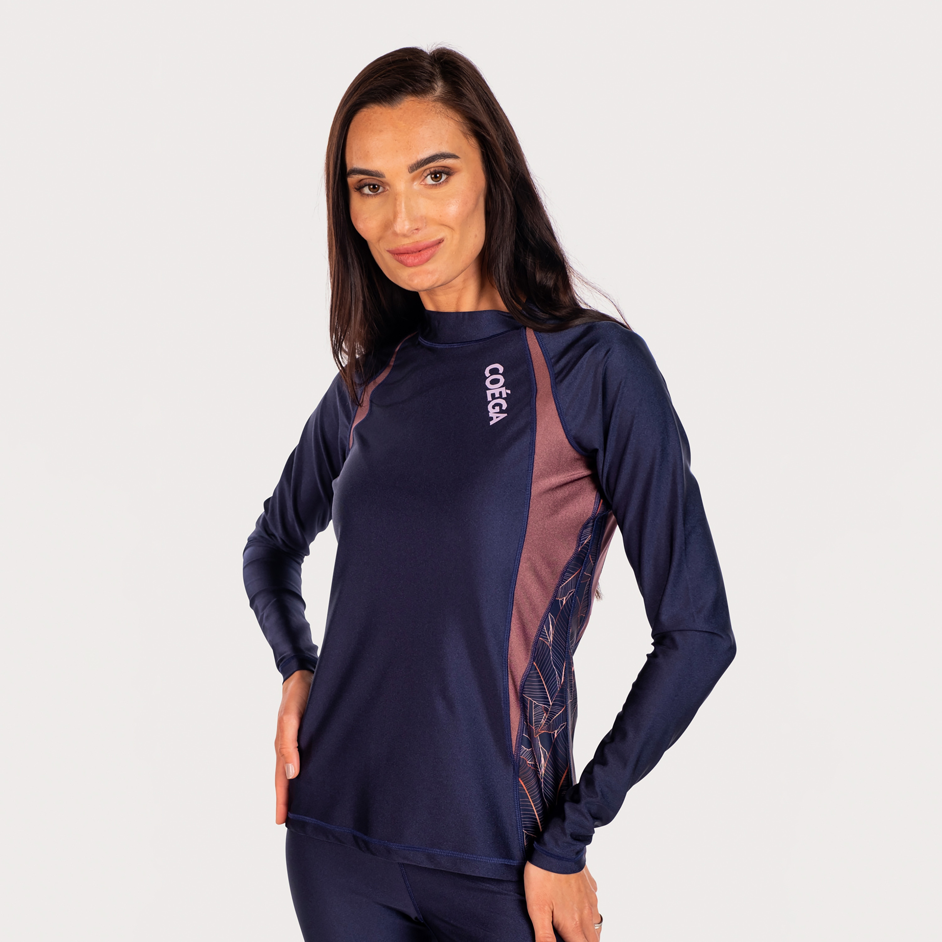 Coega Women's Rashguard Long Raglan Sleeves, Palm Print-women-clothing-swimandbeach-swimsuits-image-1