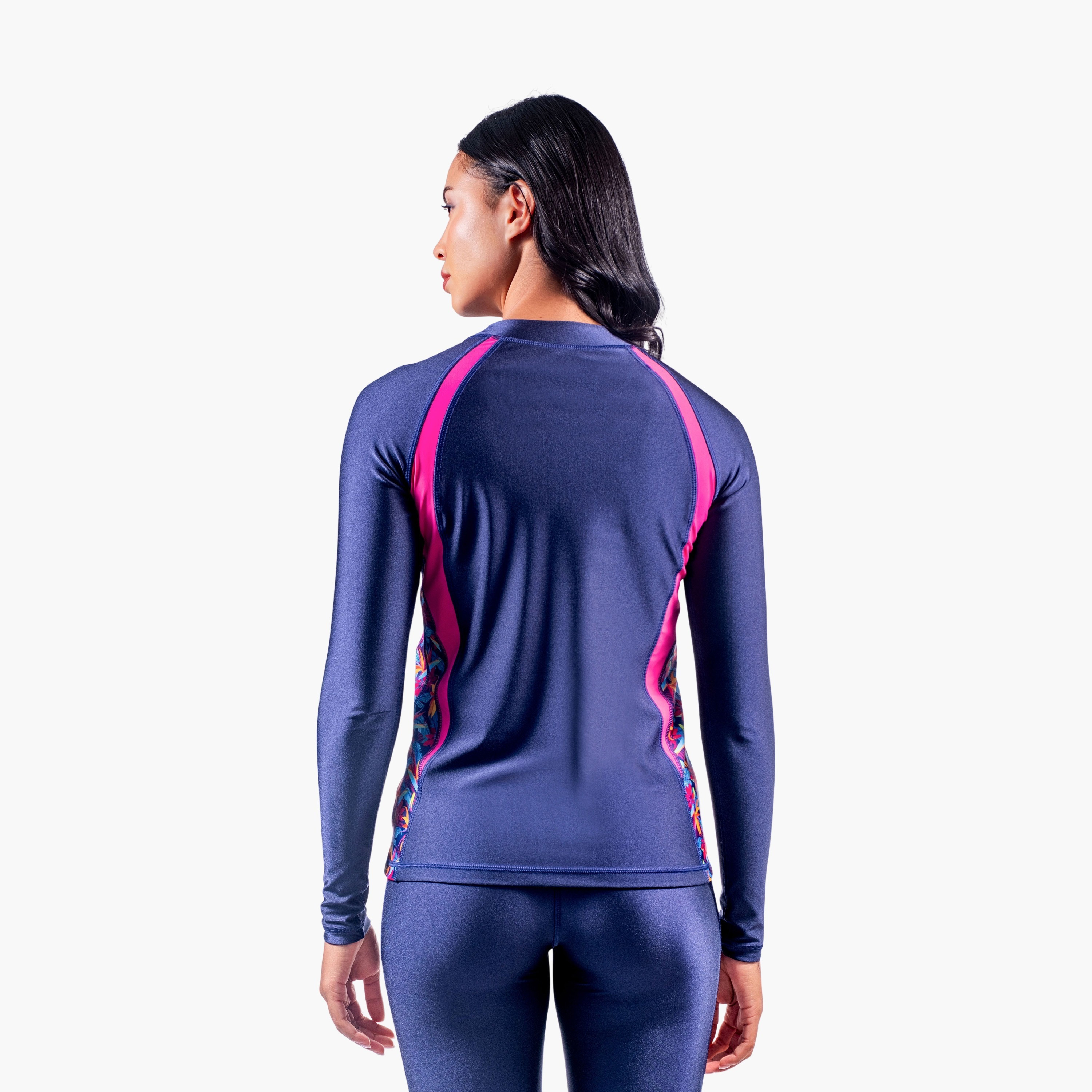 COEGA Women's Rashguard Long Sleeve, Blue Teal Tropical-women-clothing-swimandbeach-swimsuits-image-2