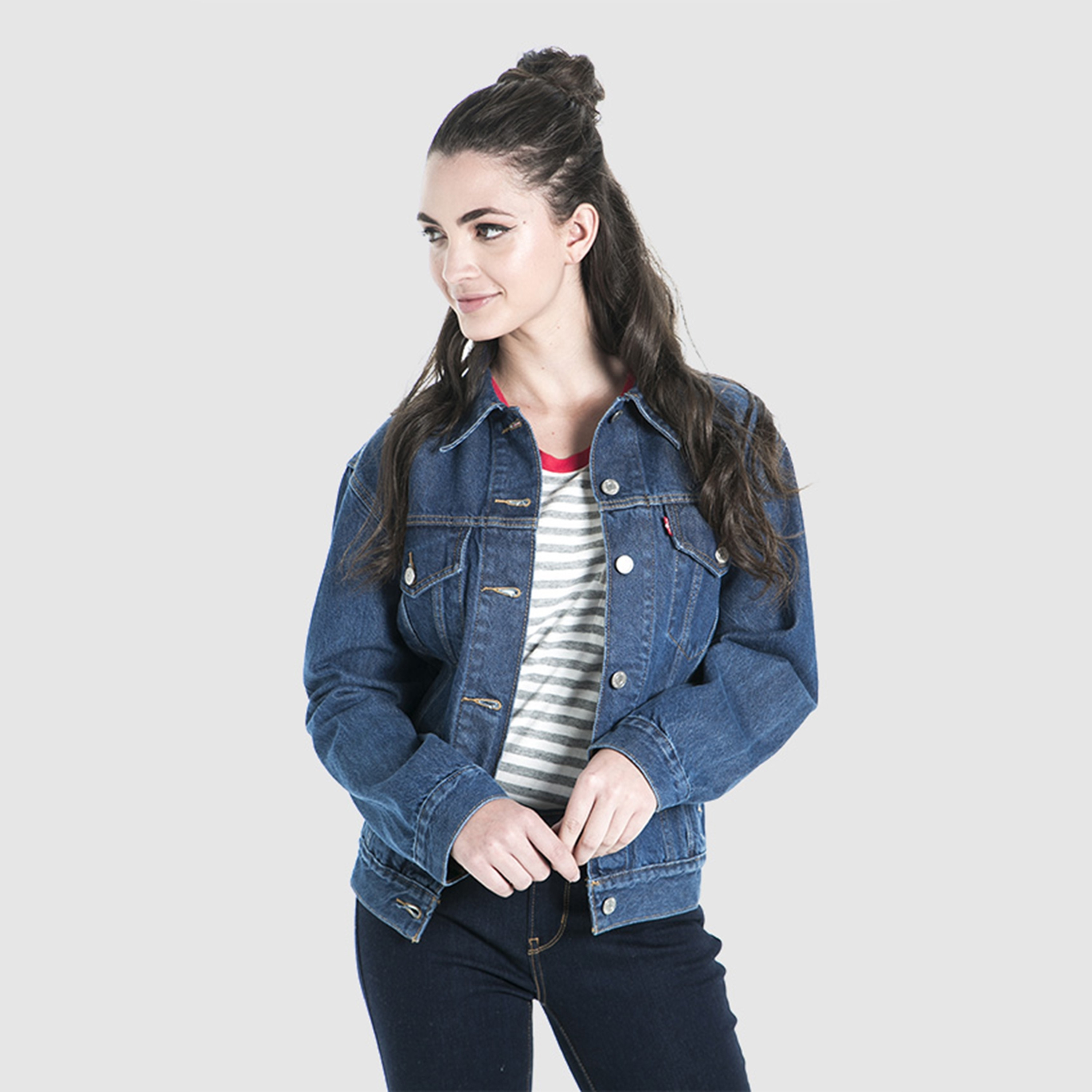 Levi's Plain Collared Long Sleeves Women's Trucker Jacket-women-winterwear-coatsandjackets-jackets-image-1