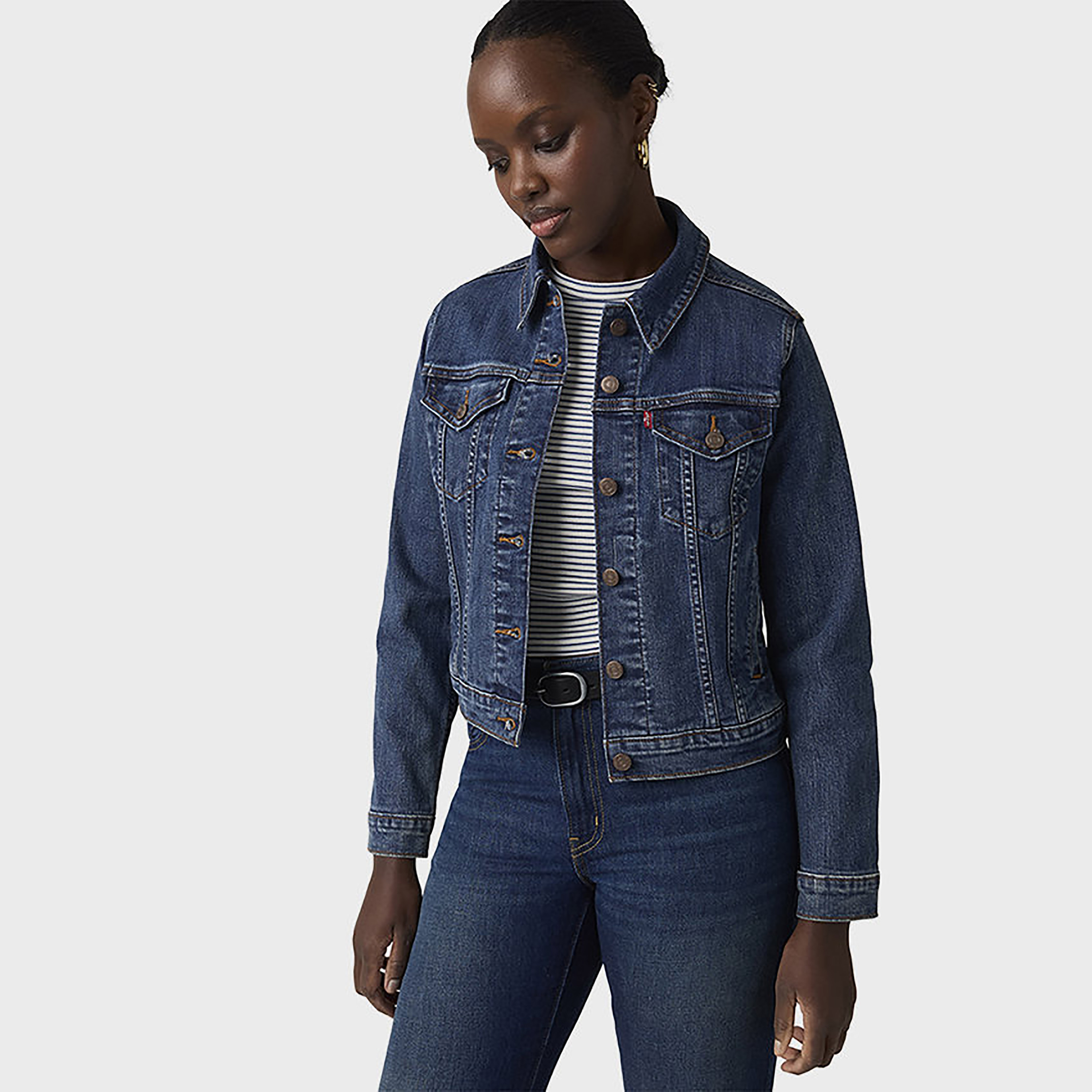جاكيت Trucker دينم نسائي بياقة من القطن باللون الأزرق من Levi's-women-winterwear-coatsandjackets-jackets-image-1