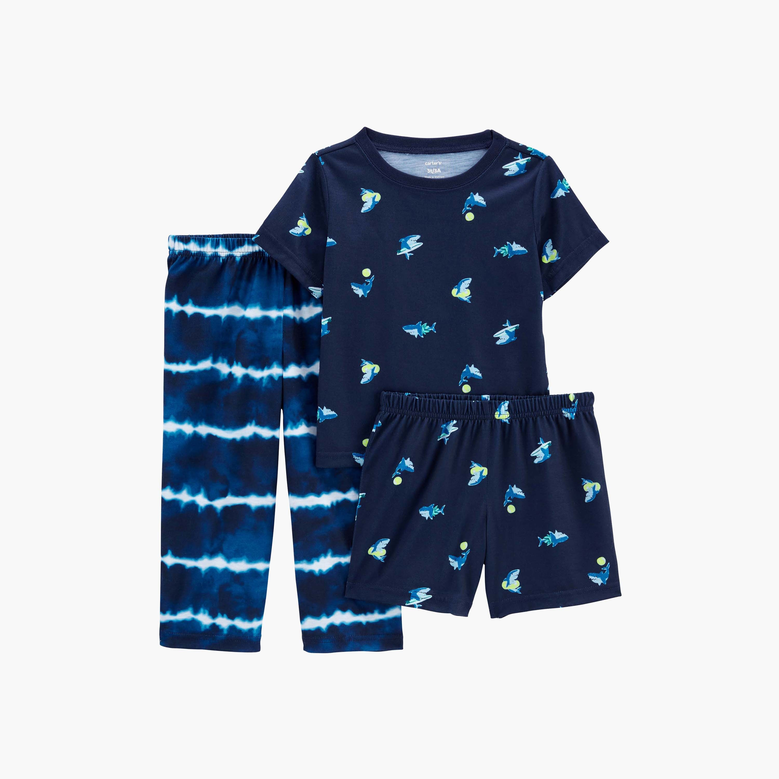 طقم بيجامة فضفاضة بطبعة سمكة قرش 3 قطع من كارترز-boys-clothing-nightwear-image-1