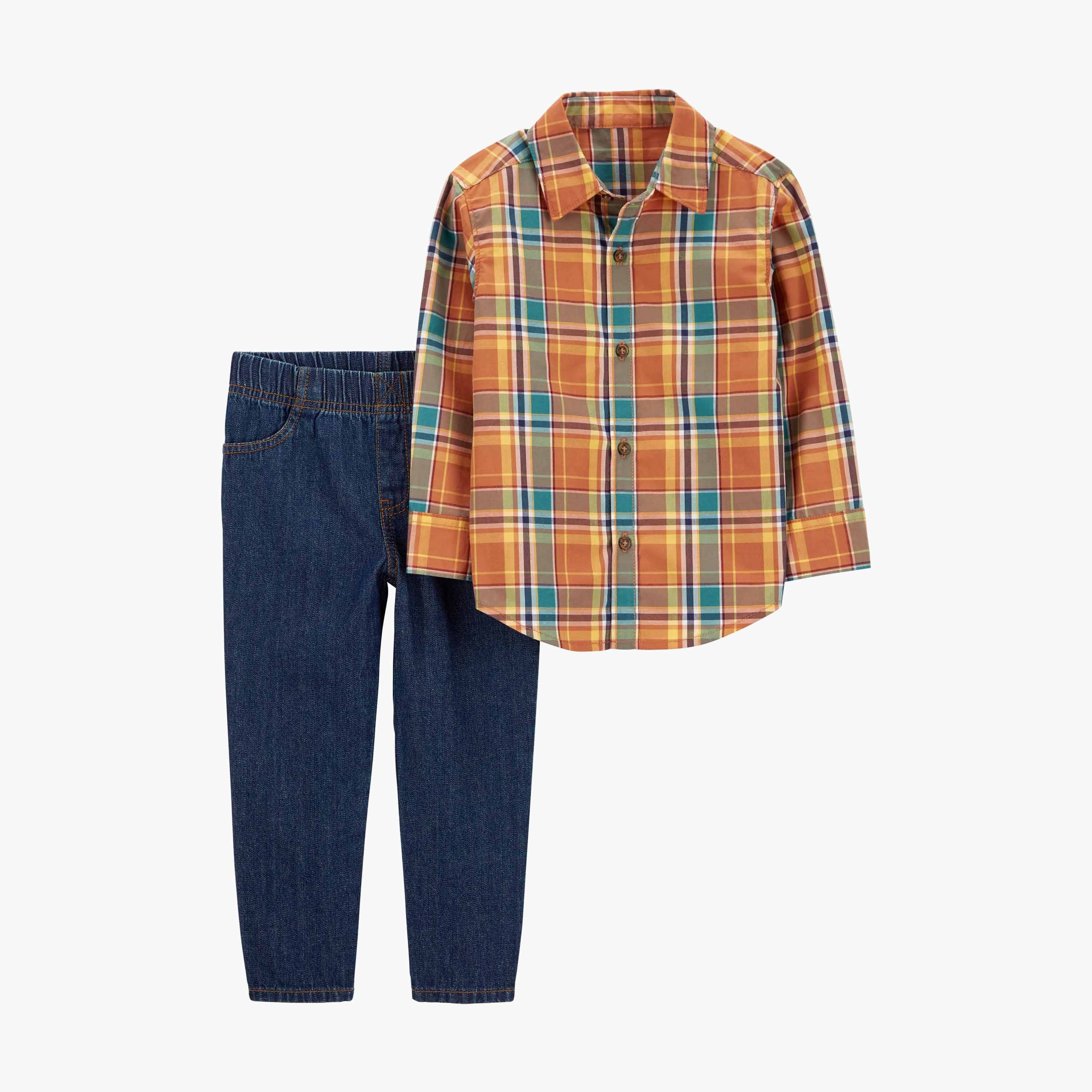 مجموعة بنطلون و قميص بأزرار أمامية قطعتين من كارترز-boys-clothing-setsandcoords-image-2