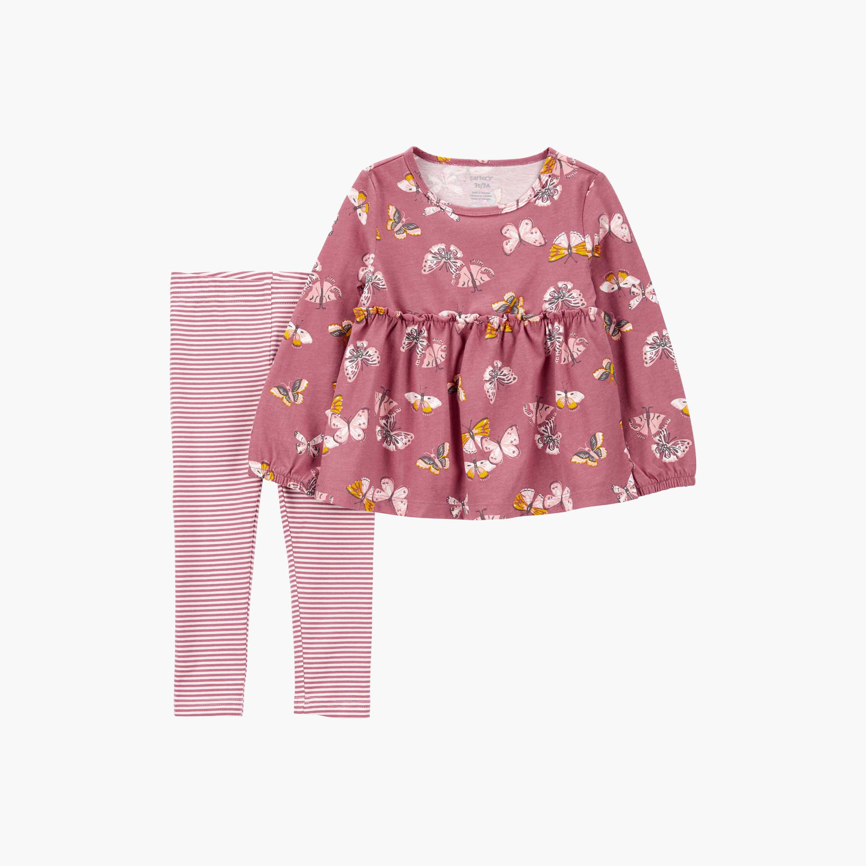 مجموعة بنطلون ضيق و بلوزة فراشة قطعتين من كارترز-baby-girls-clothing-setsandcoords-image-1