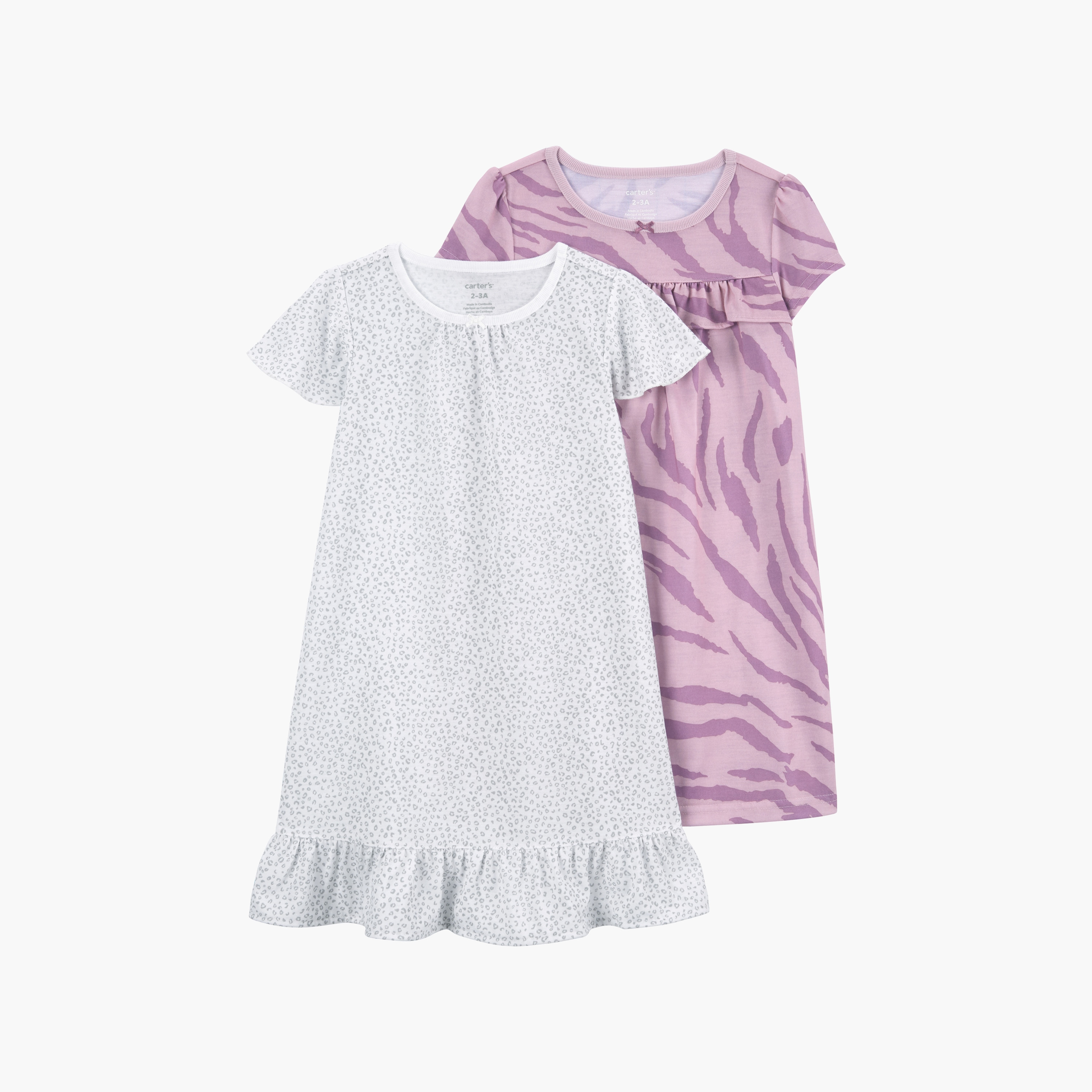 فساتين نوم بأكمام قصيرة مطبوعة قطعتين من كارترز-baby-girls-clothing-multipacks-image-1