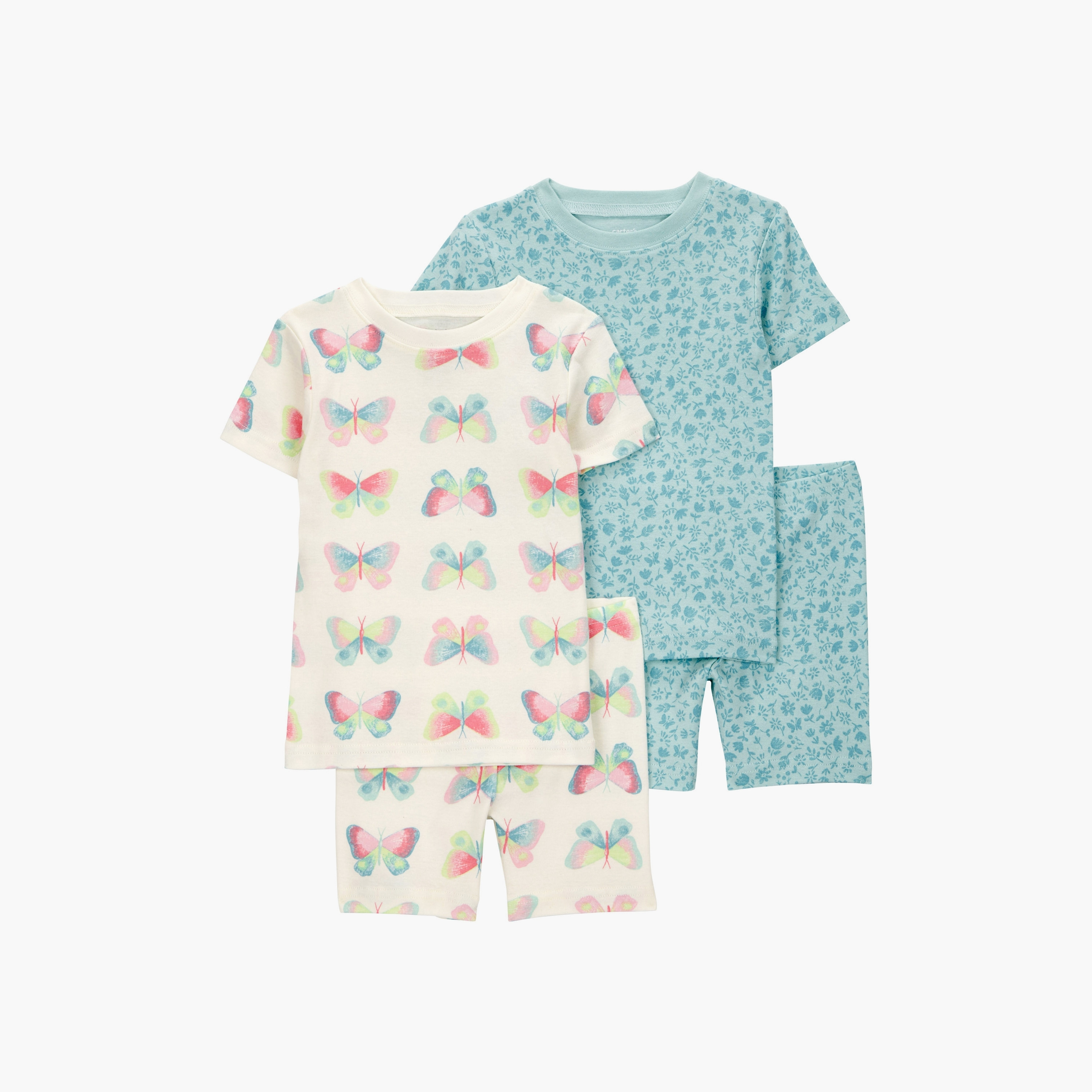 تي شيرت مكون من قطعتين بطبعة فراشات بأكمام قصيرة مع شورت مكون من قطعتين من كارترز-girls-clothing-multipacks-image-1