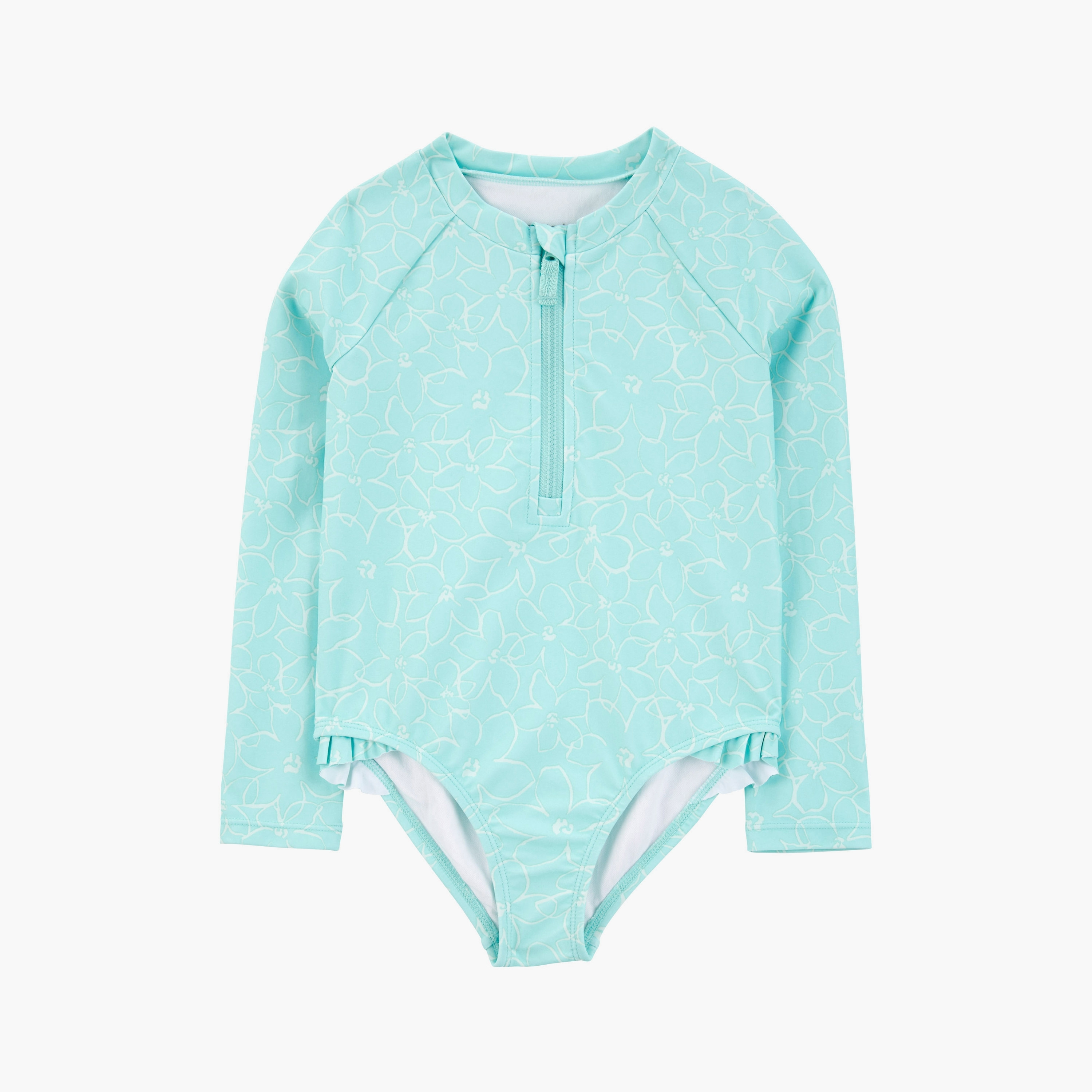 ملابس سباحة بطبعات الأزهار بأكمام طويلة من كارترز-baby-girls-clothing-swimwear-image-1