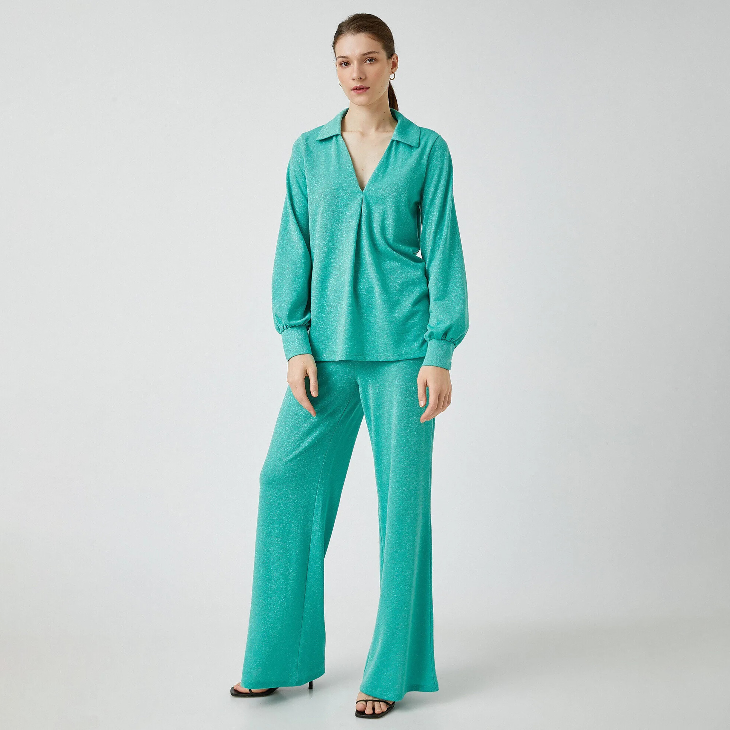 KOTON Regular Fit High-Rise Women's Wide Leg Trousers-women-clothing-trousers-image-2