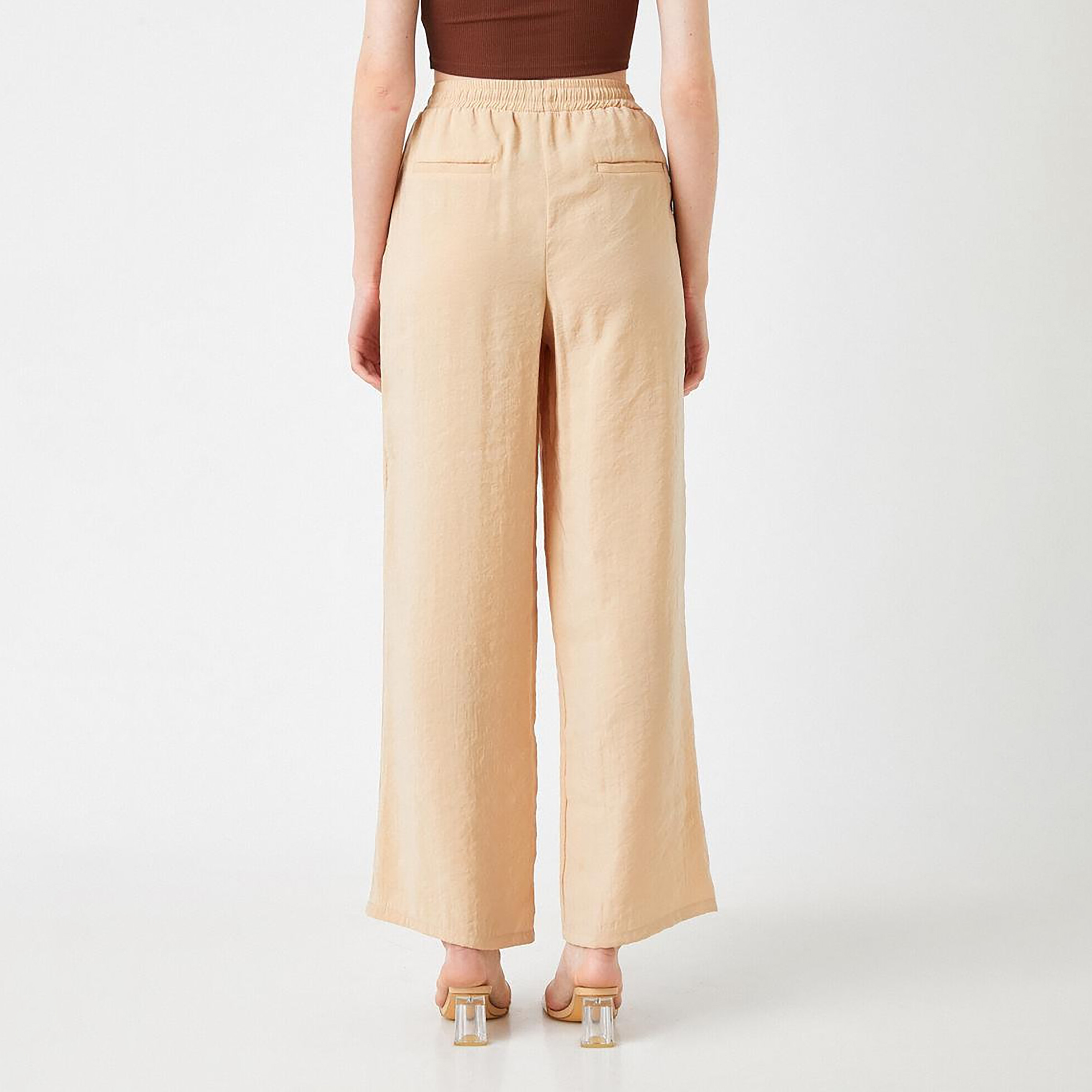 KOTON Regular Fit High-Rise Drawstring Waist Women's Straight Leg Trousers-women-clothing-trousers-image-4