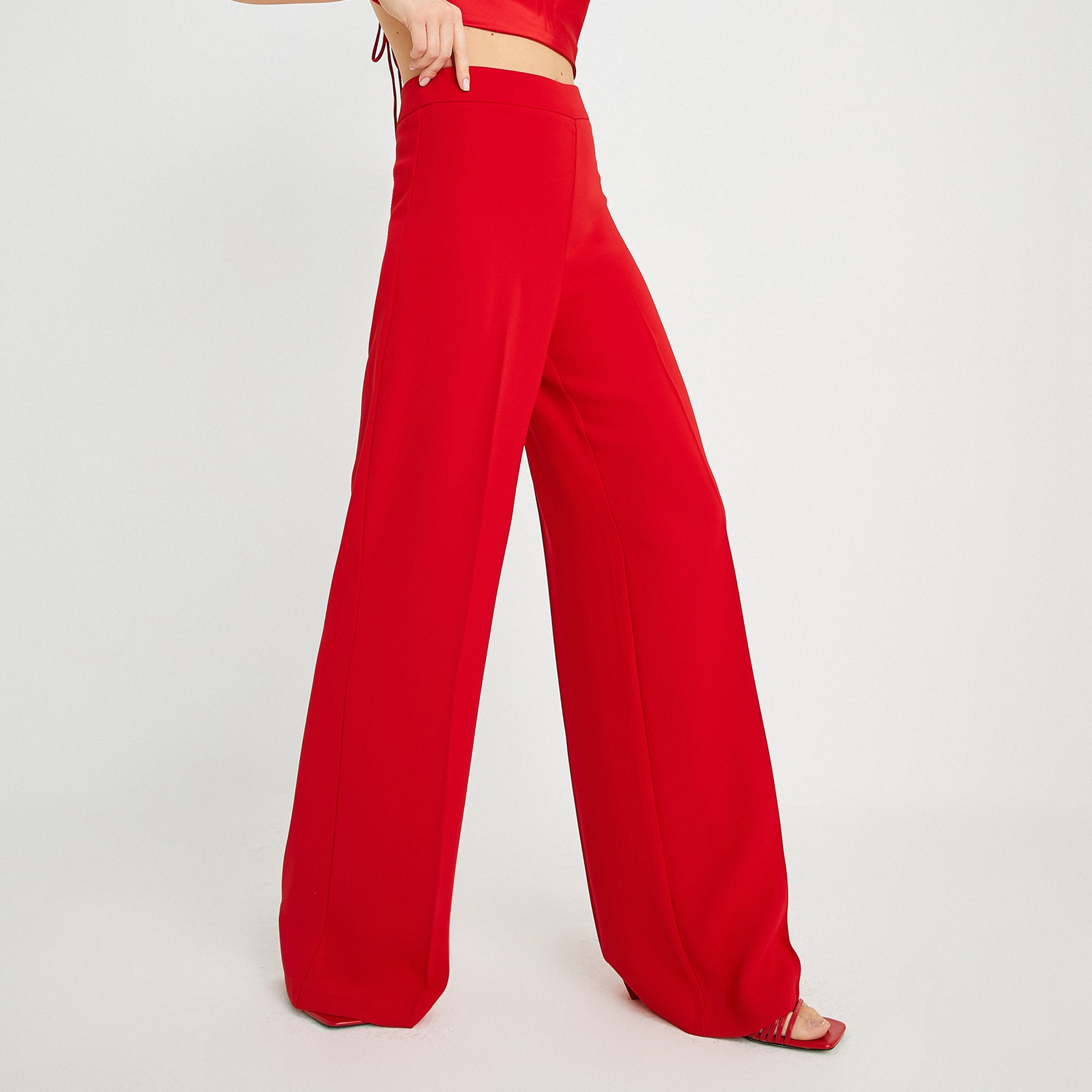 KOTON Regular Fit High-Rise Women's Wide Leg Trousers-women-clothing-trousers-image-3