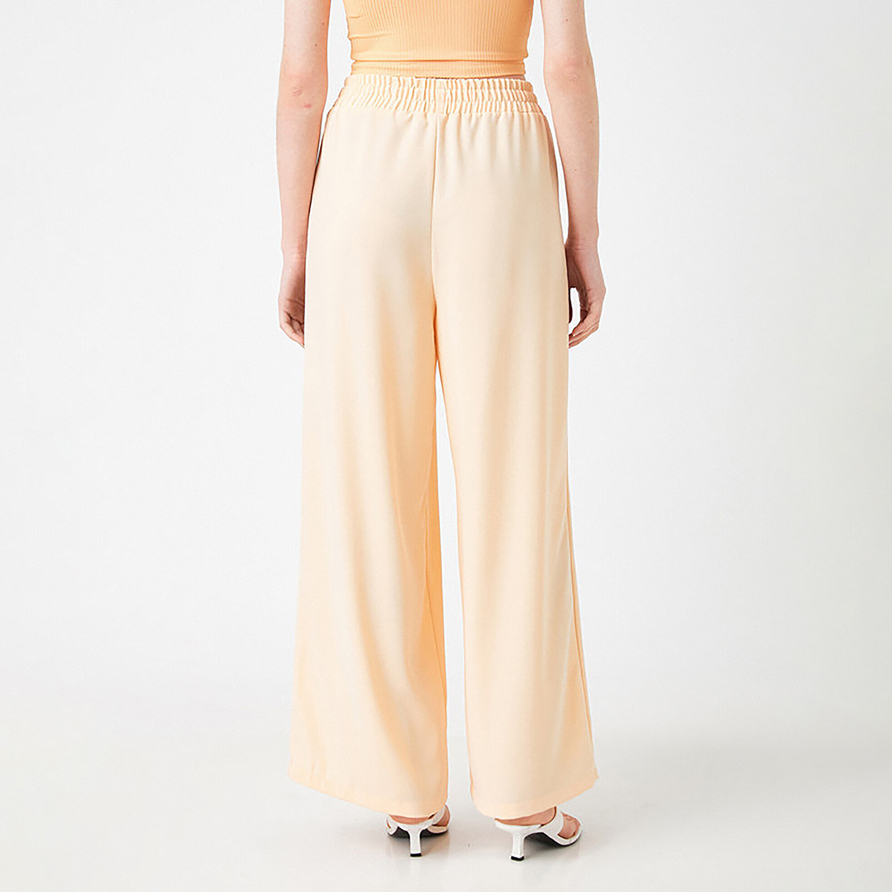 KOTON Regular Fit High-Rise Drawstring Waist Women's Wide Leg Trousers-women-clothing-trousers-image-4