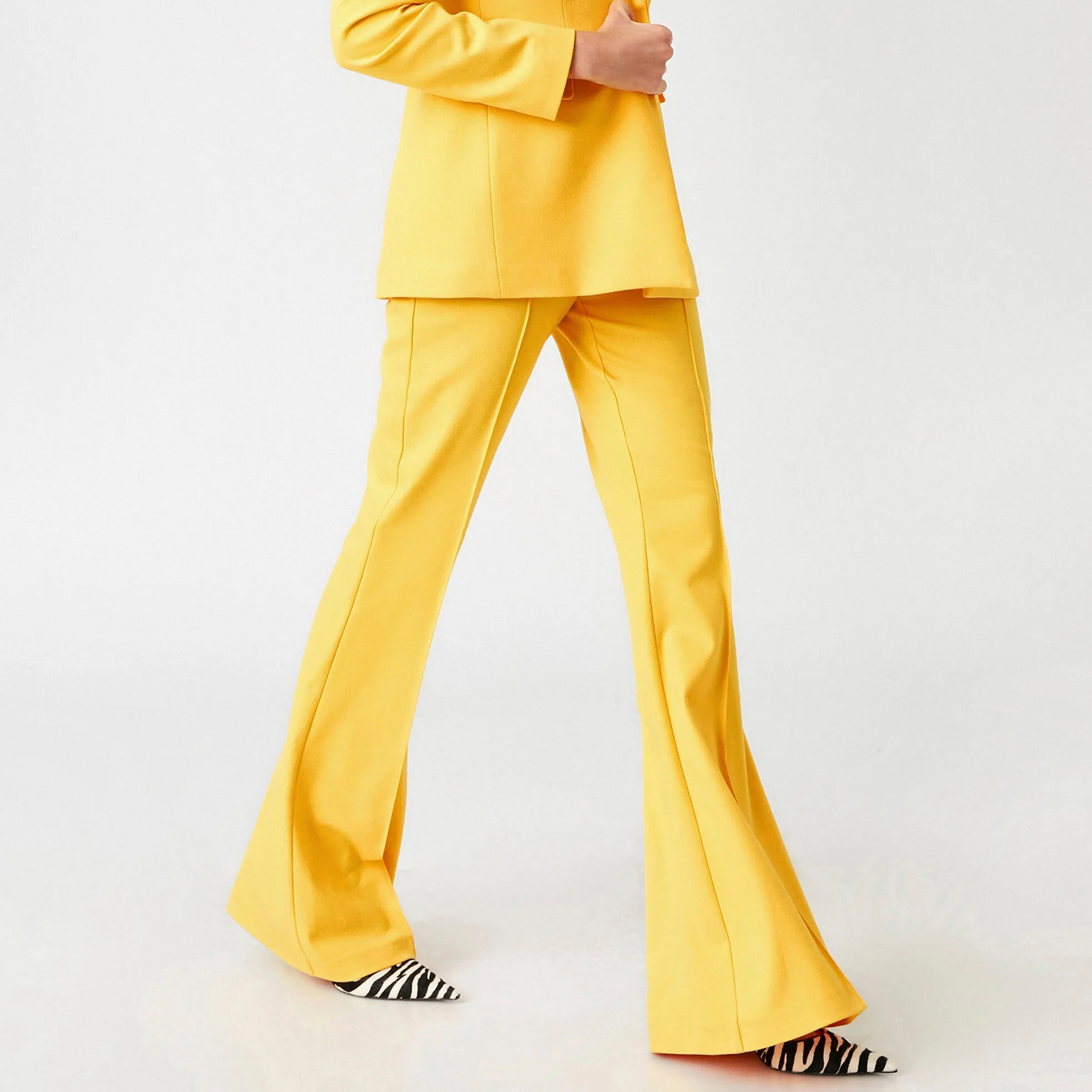 KOTON Regular Fit High-Rise Zip Fly Women's Flared Leg Trousers-women-clothing-trousers-image-3