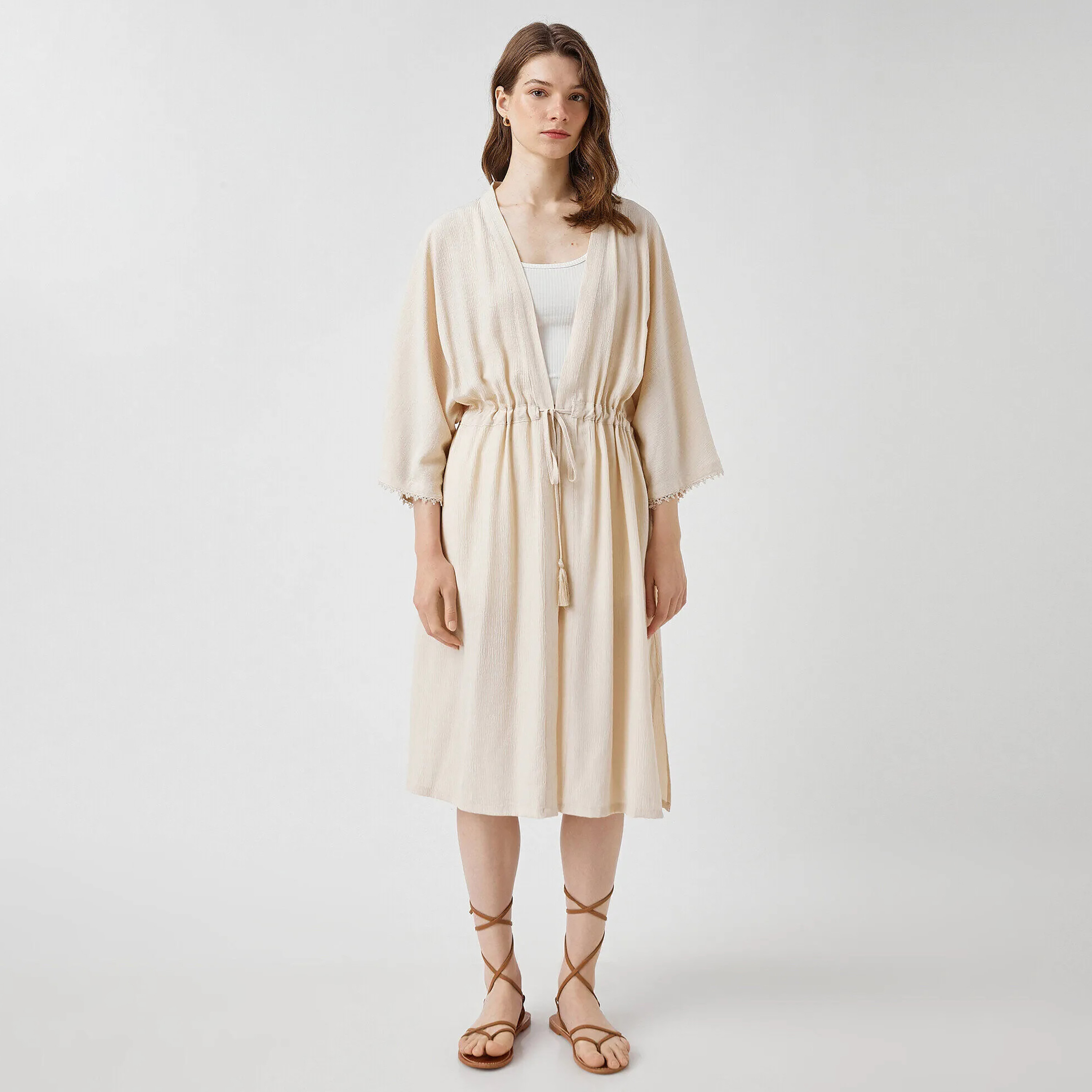KOTON Beige Women's Kimono-women-clothing-shirtsandblouses-blouses-image-1