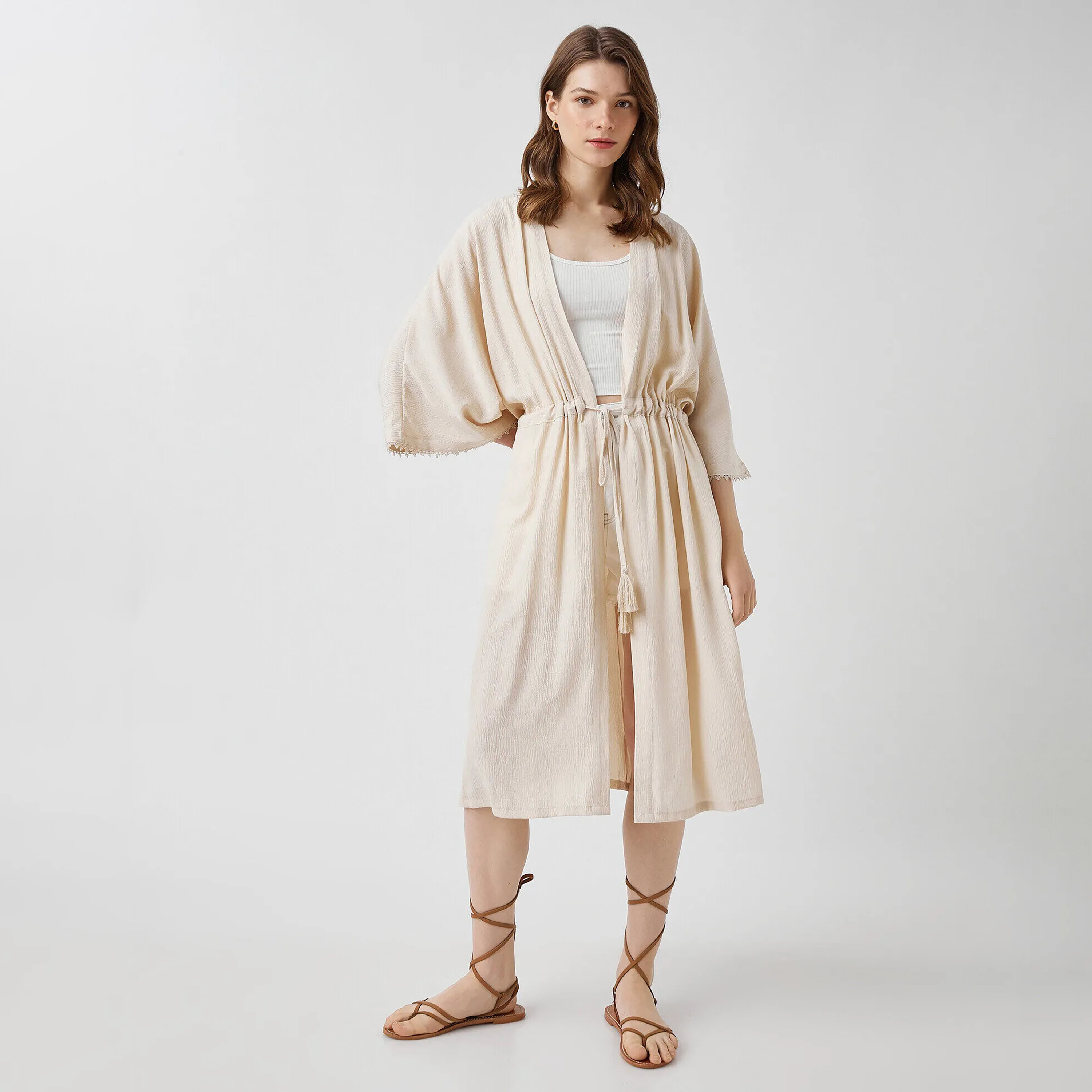KOTON Beige Women's Kimono-women-clothing-shirtsandblouses-blouses-image-2