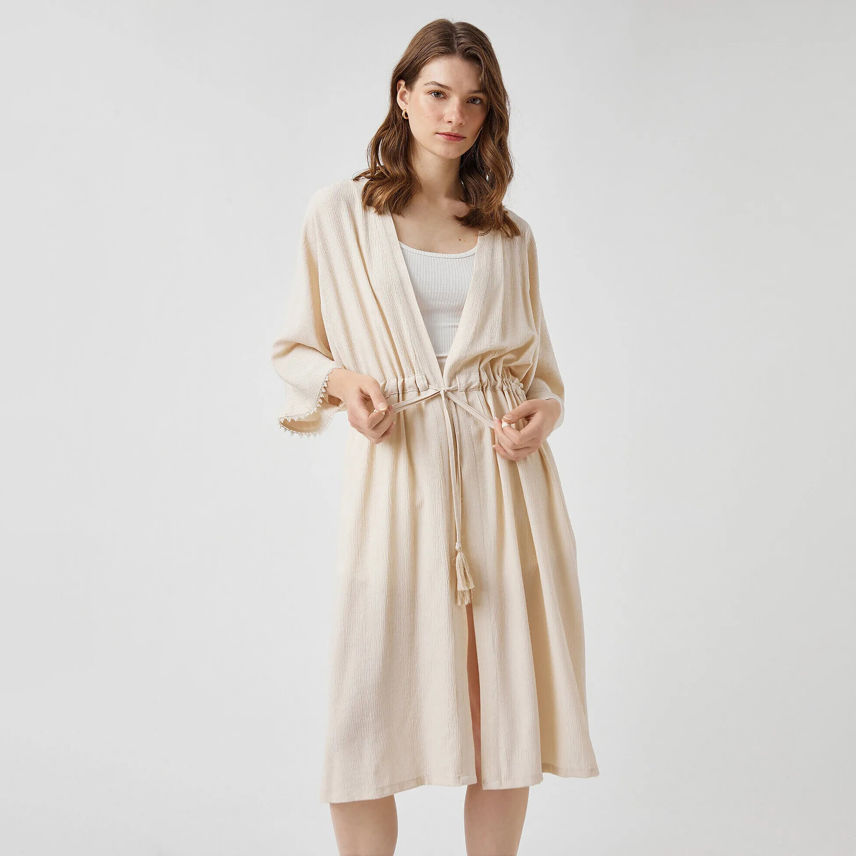KOTON Beige Women's Kimono-women-clothing-shirtsandblouses-blouses-image-4