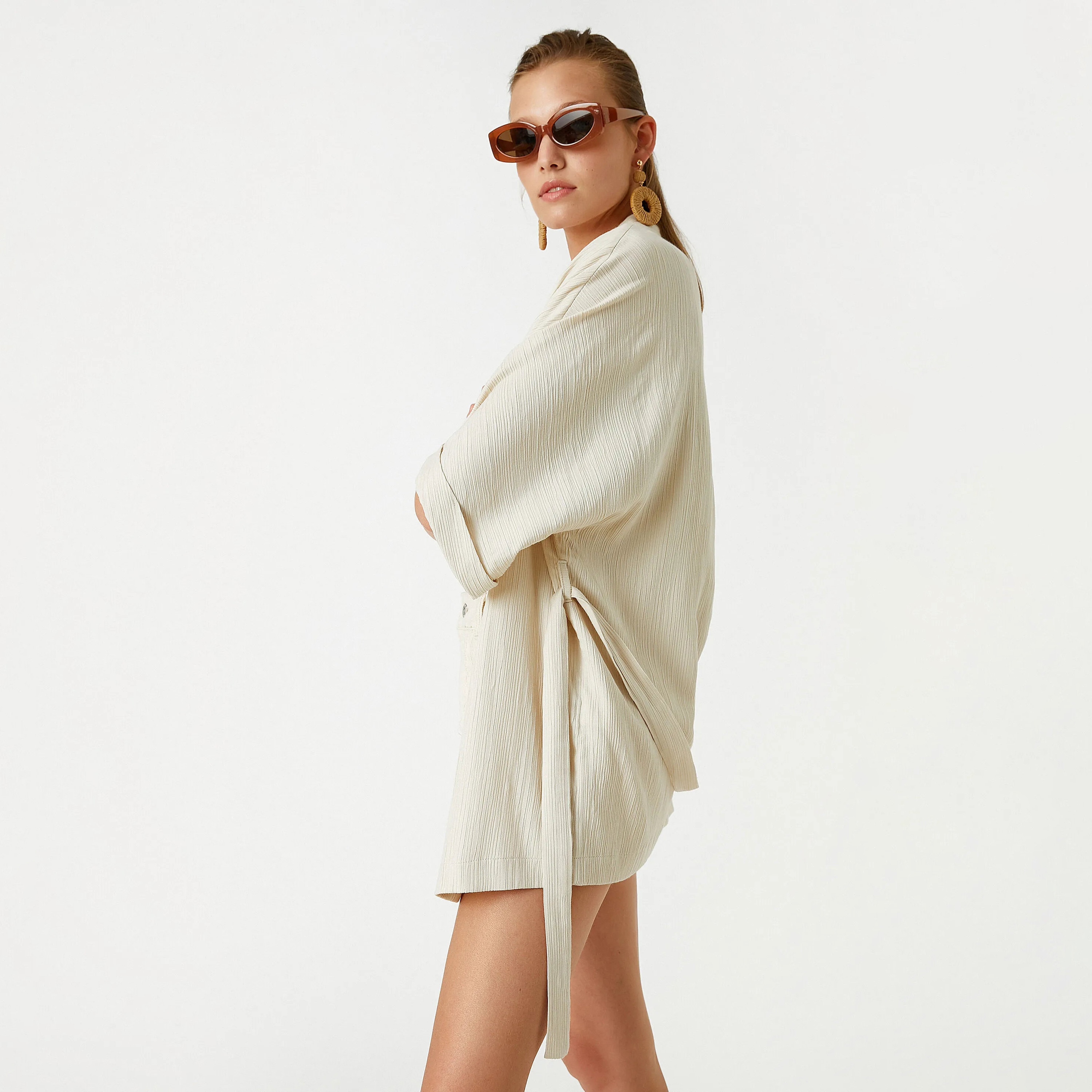 كيمونو بارز الملمس باللون الكريمة للنساء من كوتون-women-clothing-shirtsandblouses-blouses-image-2