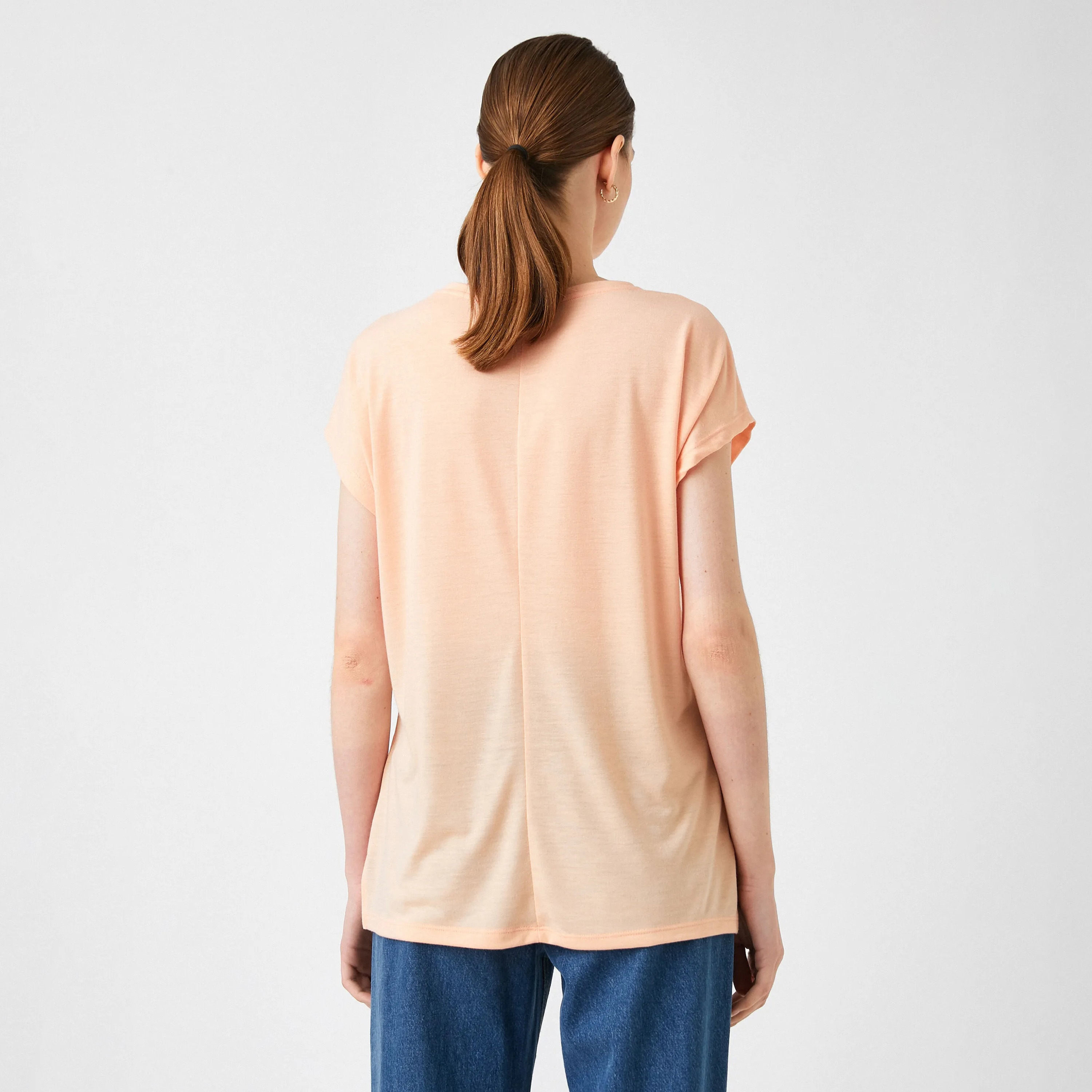 KOTON Peach Floral Print Women's T-Shirt-women-clothing-tshirts-image-4