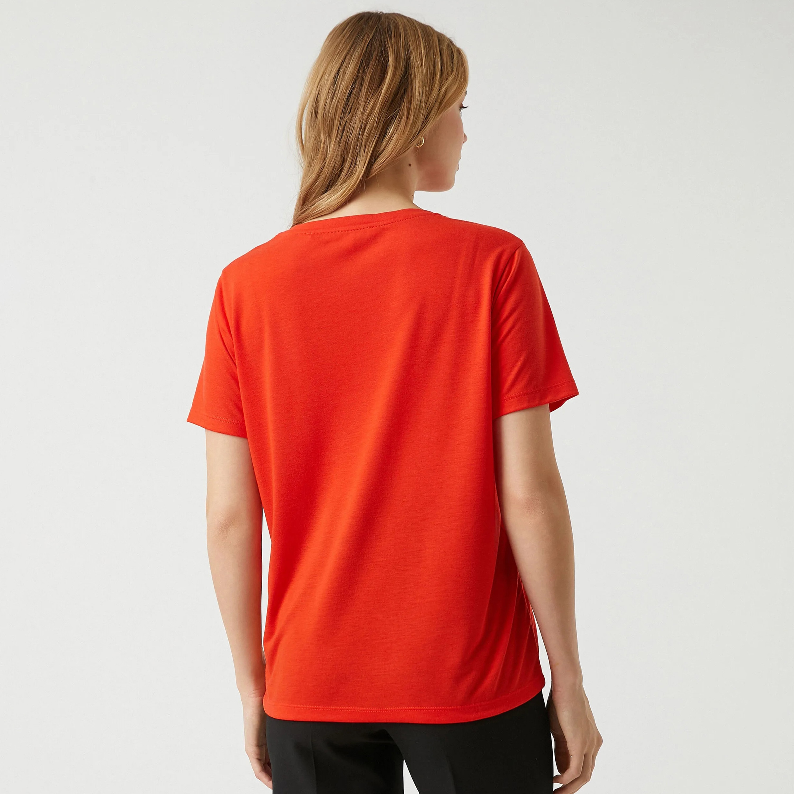 KOTON Red Embellished with Text Print Women's T-Shirt-women-clothing-tshirts-image-3