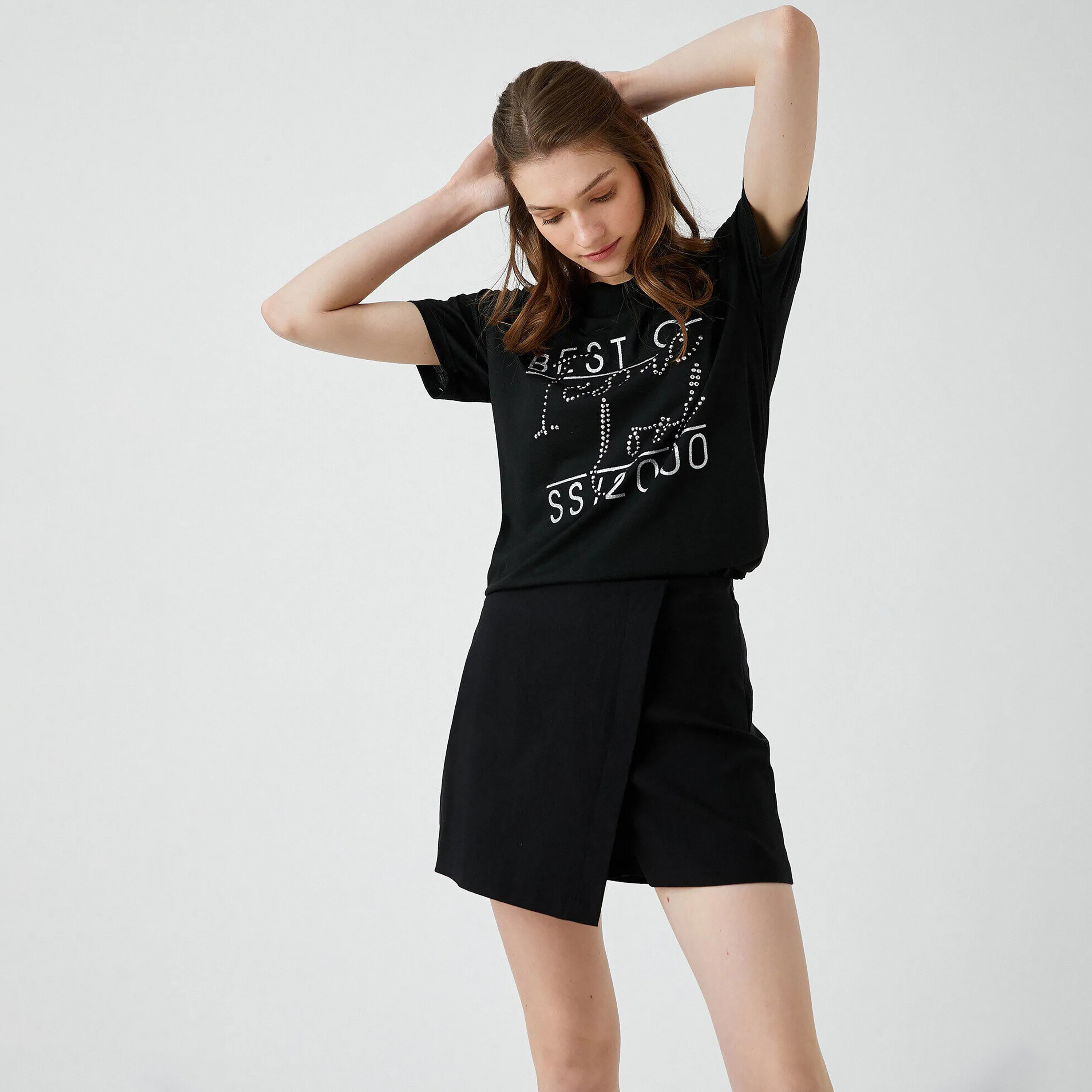 KOTON Black Graphic Text-Print Women's T-Shirt-women-clothing-tshirts-image-4