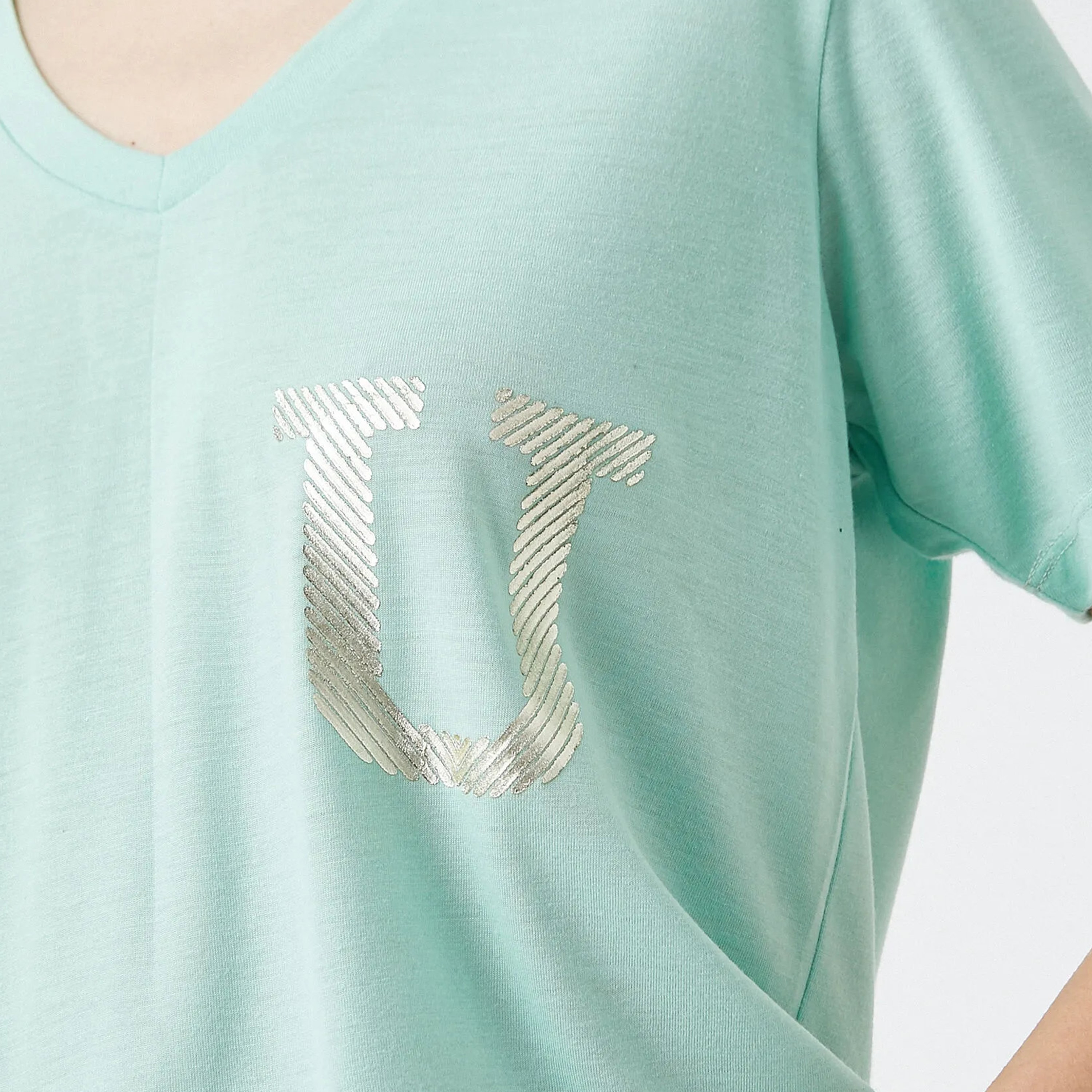تيشرت بطبعة جرافيك باللون الأخضر للنساء من كوتون-women-clothing-tshirts-image-5