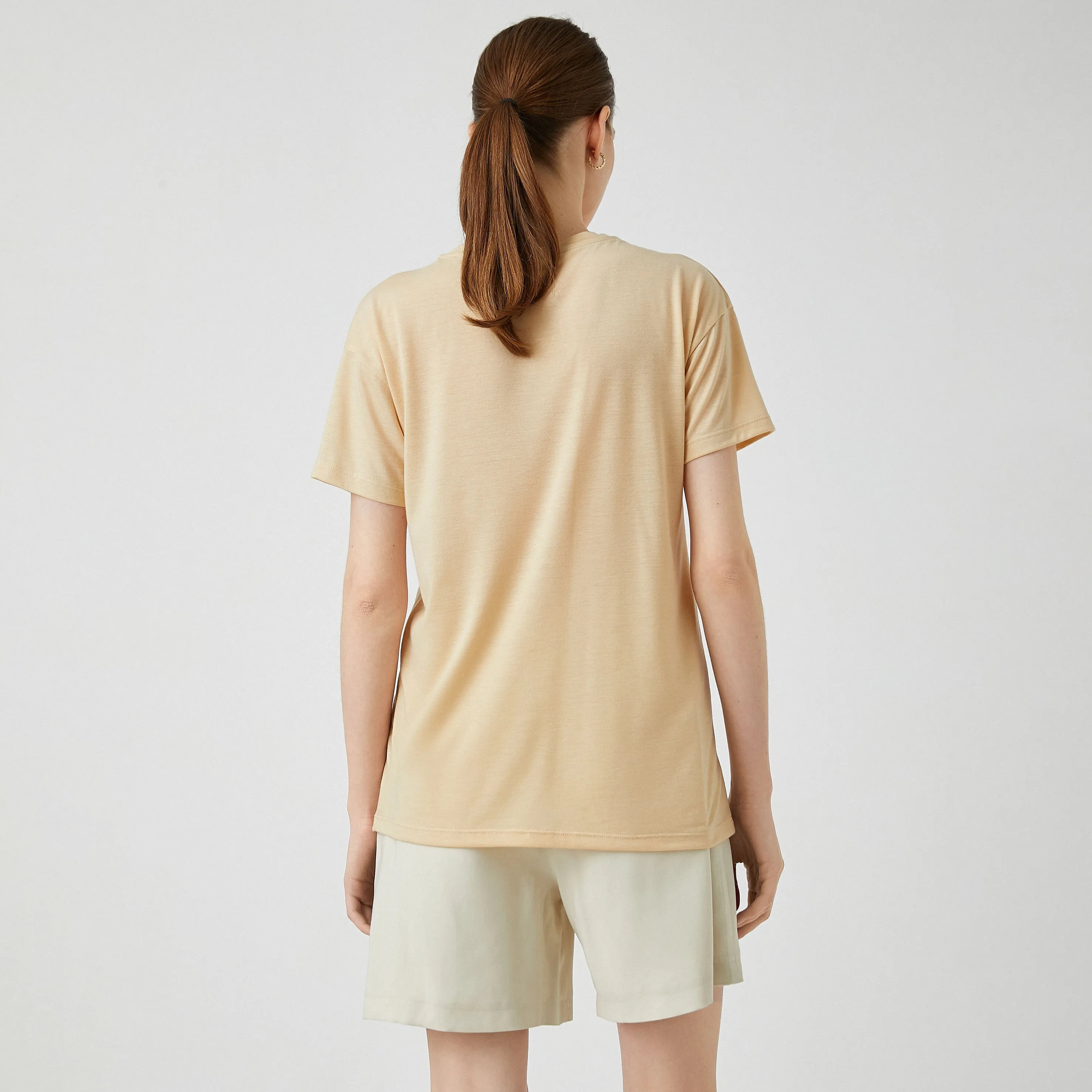 KOTON Beige Graphic Strawberry Print Women's T-Shirt-women-clothing-tshirts-image-3
