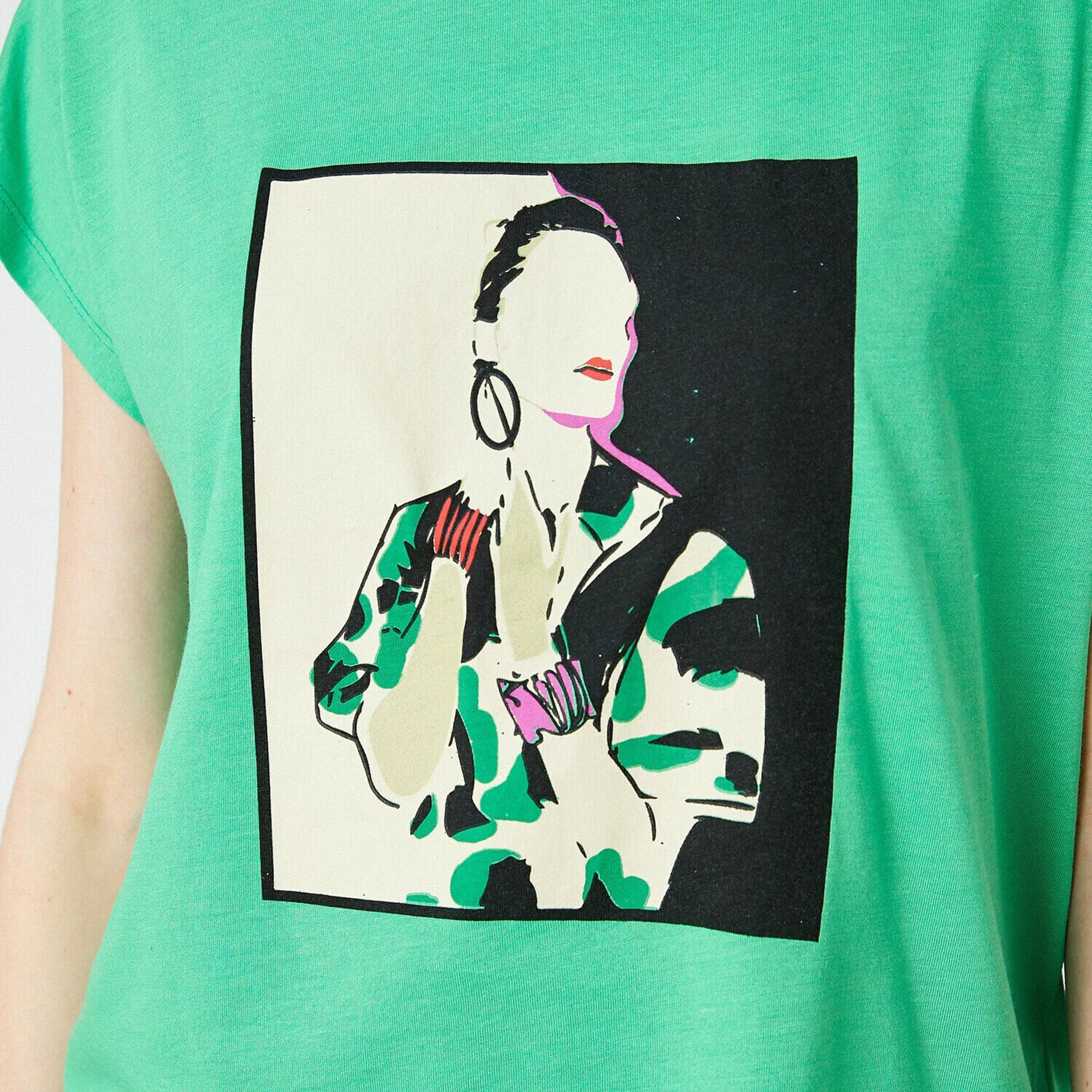 KOTON Green Graphic Print Women's T-Shirt-women-clothing-tshirts-image-6