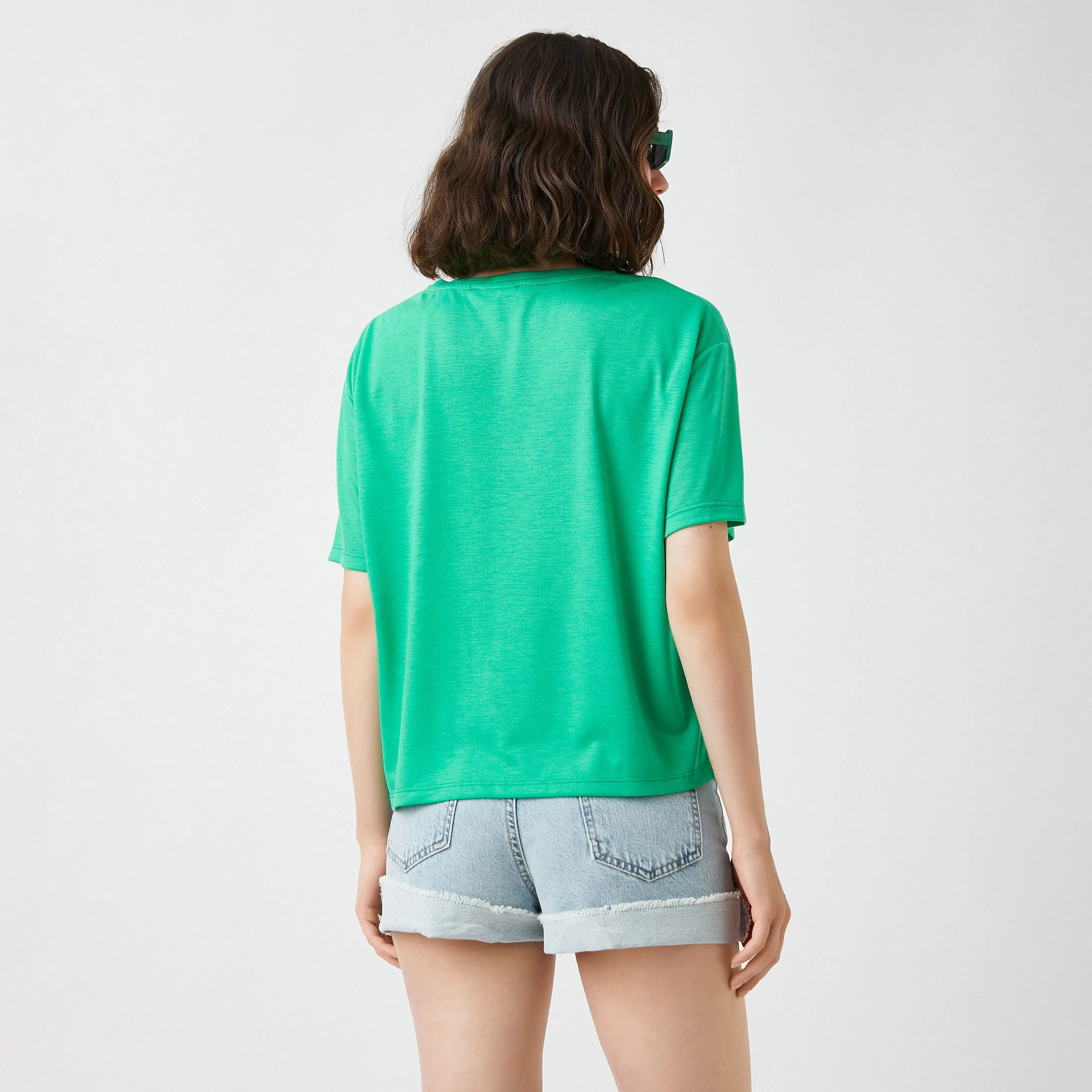 KOTON Green Graphic Butterfly Print Women's T-Shirt-women-clothing-tshirts-image-3