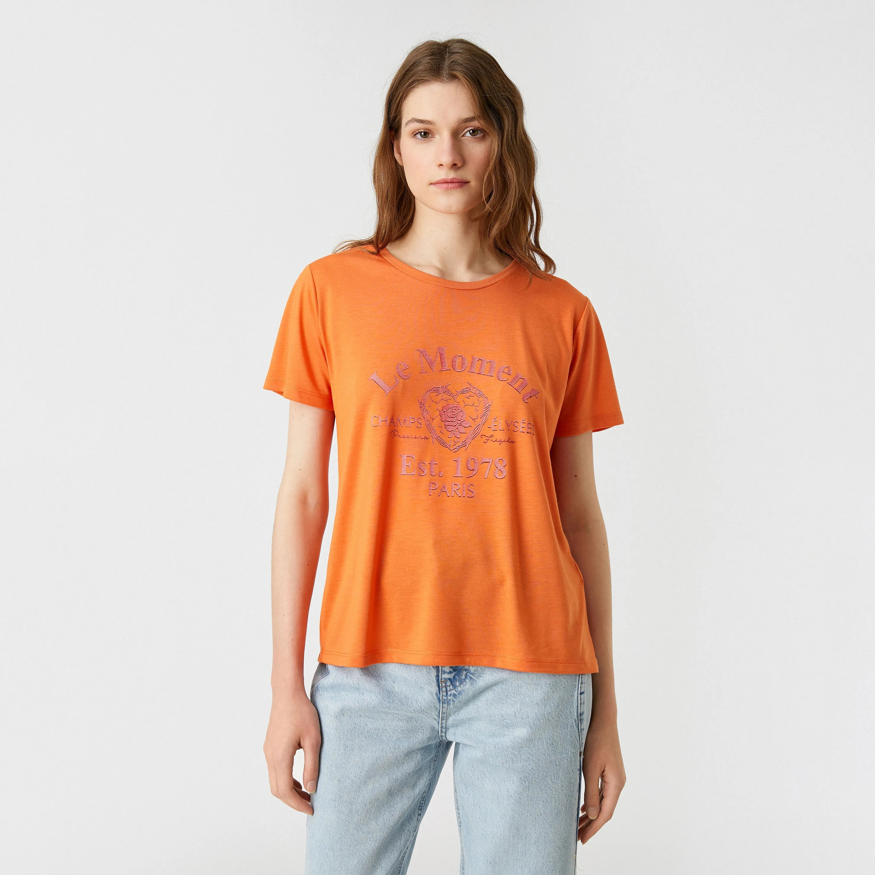 KOTON Orange Graphic Print Women's T-Shirt-women-clothing-tshirts-image-1