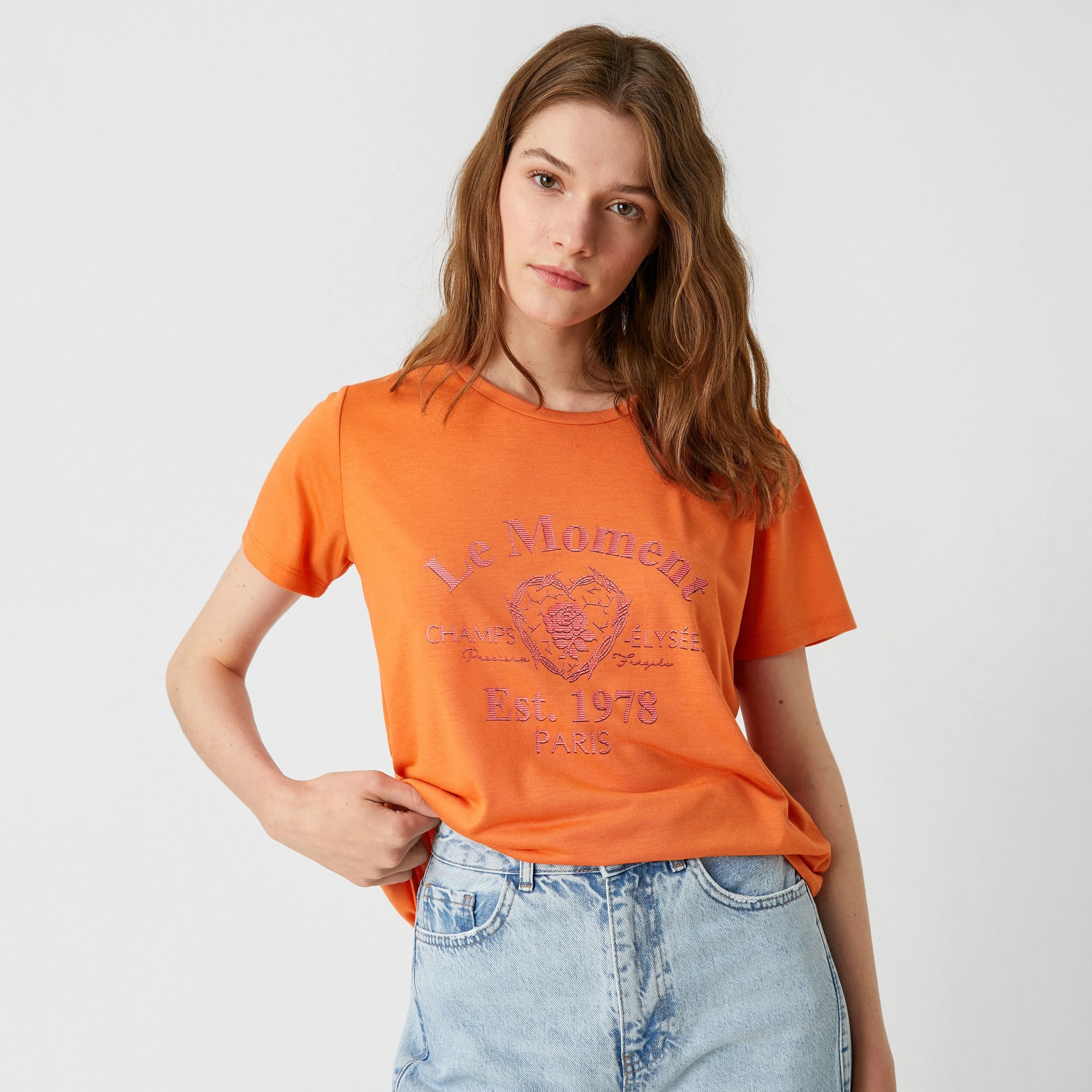 KOTON Orange Graphic Print Women's T-Shirt-women-clothing-tshirts-image-2