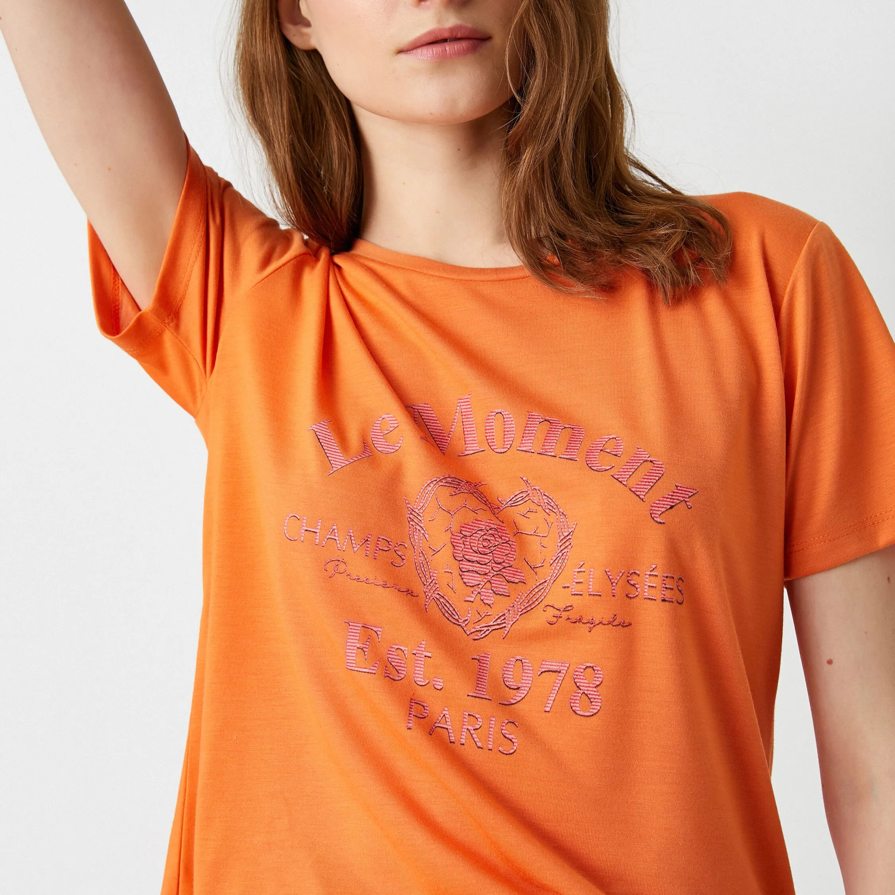 KOTON Orange Graphic Print Women's T-Shirt-women-clothing-tshirts-image-4