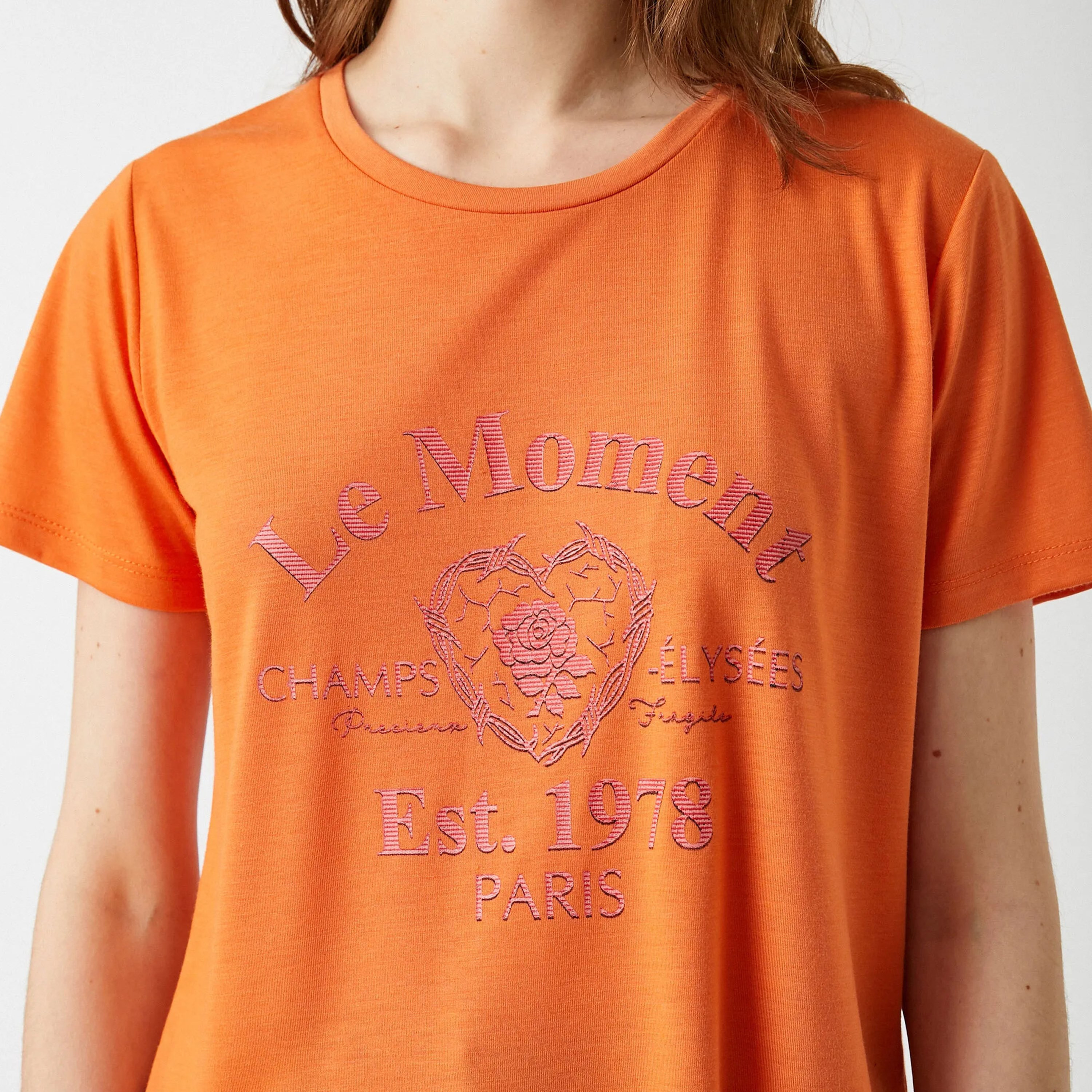 KOTON Orange Graphic Print Women's T-Shirt-women-clothing-tshirts-image-5