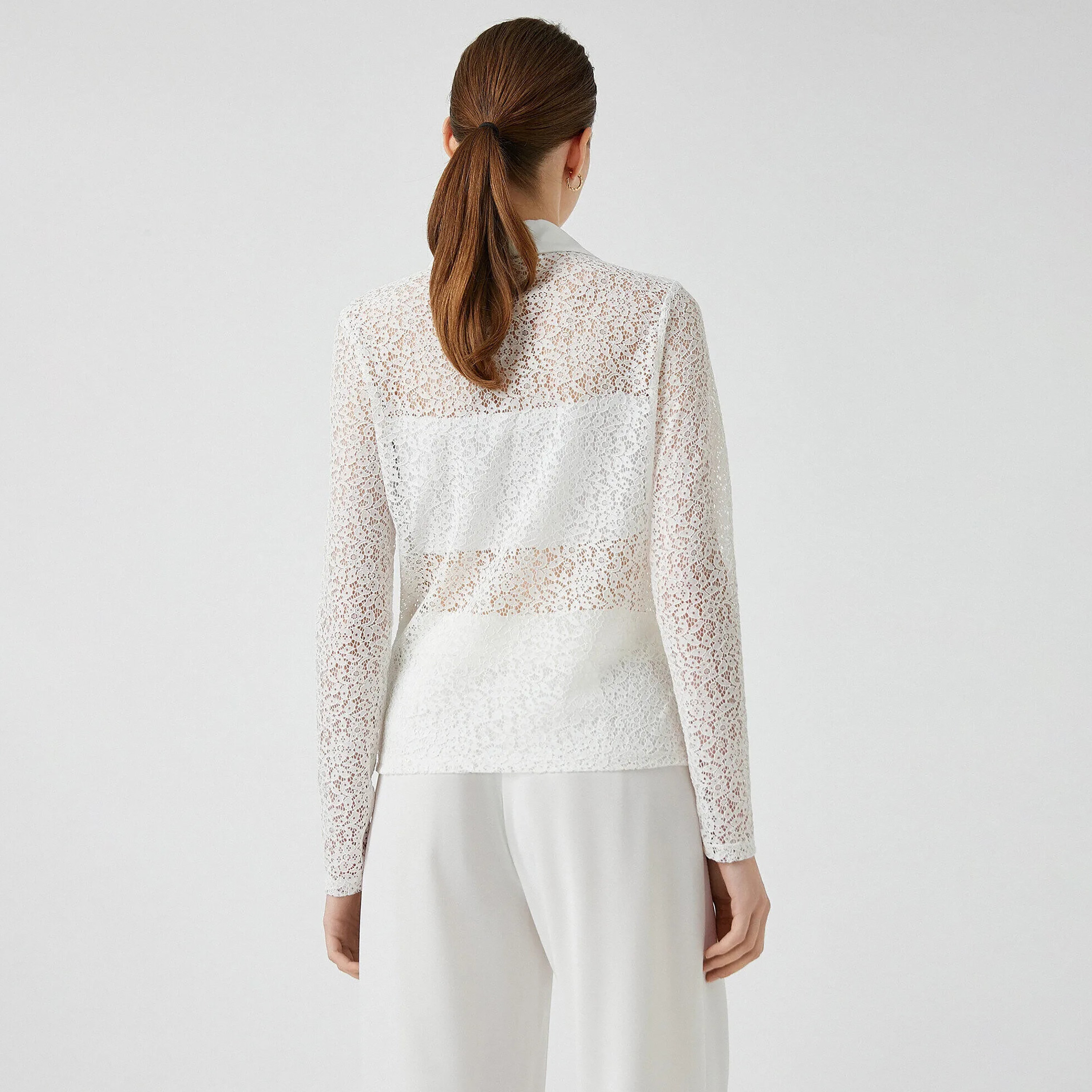 KOTON White Floral Lace Collared Women's Shirt-women-clothing-shirtsandblouses-shirts-image-3