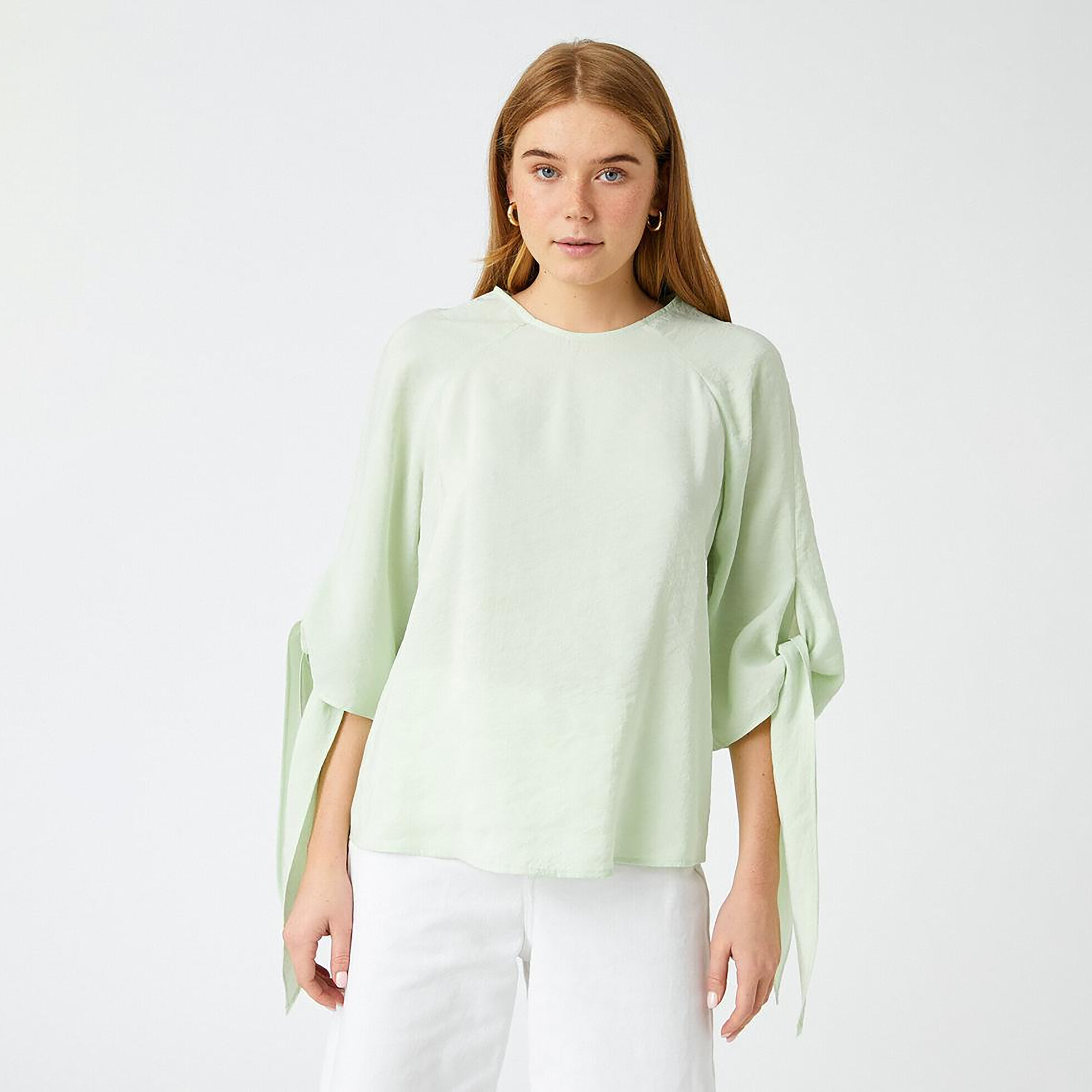 KOTON Green Tie-Cuff Sleeves Women's Top-women-clothing-shirtsandblouses-blouses-image-1