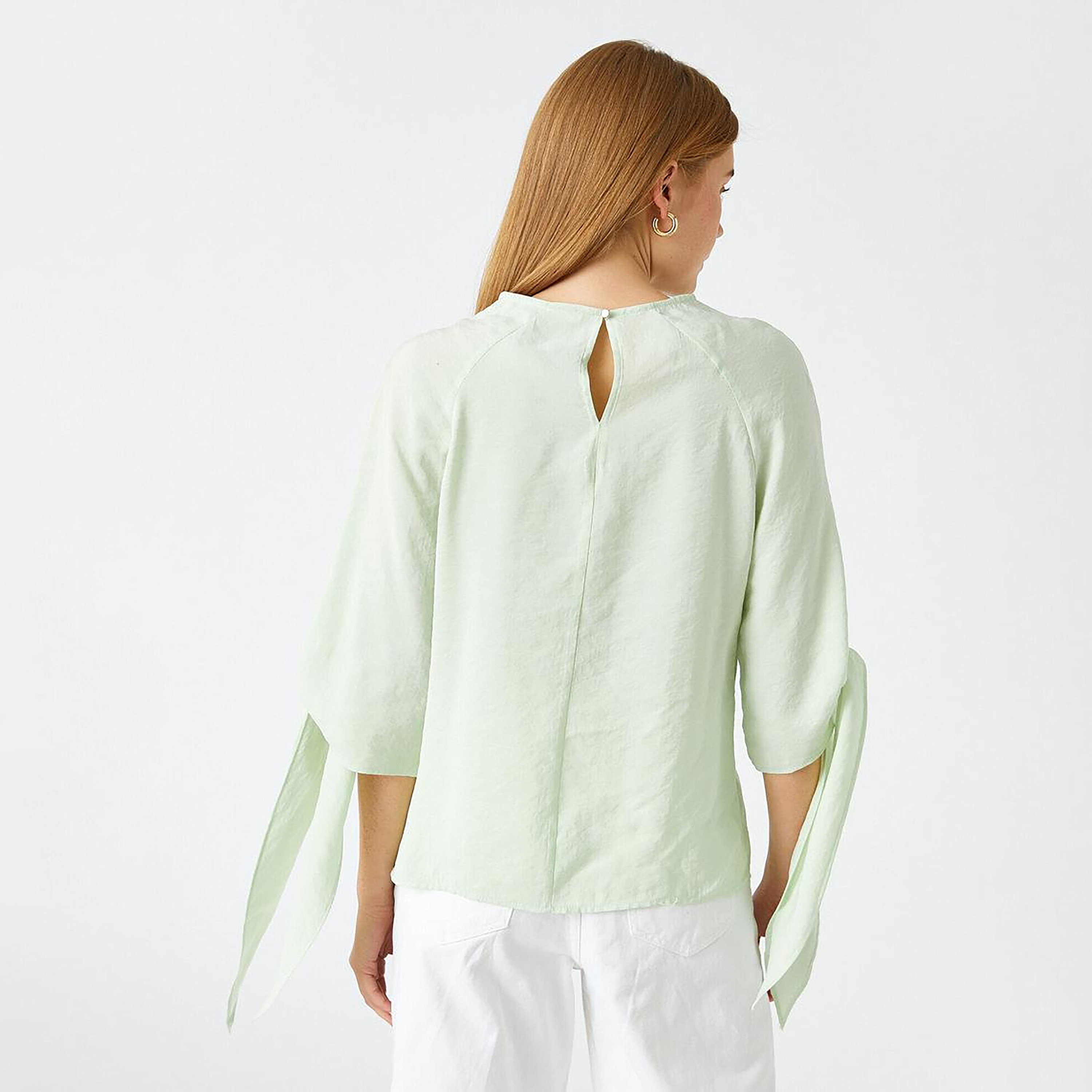 KOTON Green Tie-Cuff Sleeves Women's Top-women-clothing-shirtsandblouses-blouses-image-3