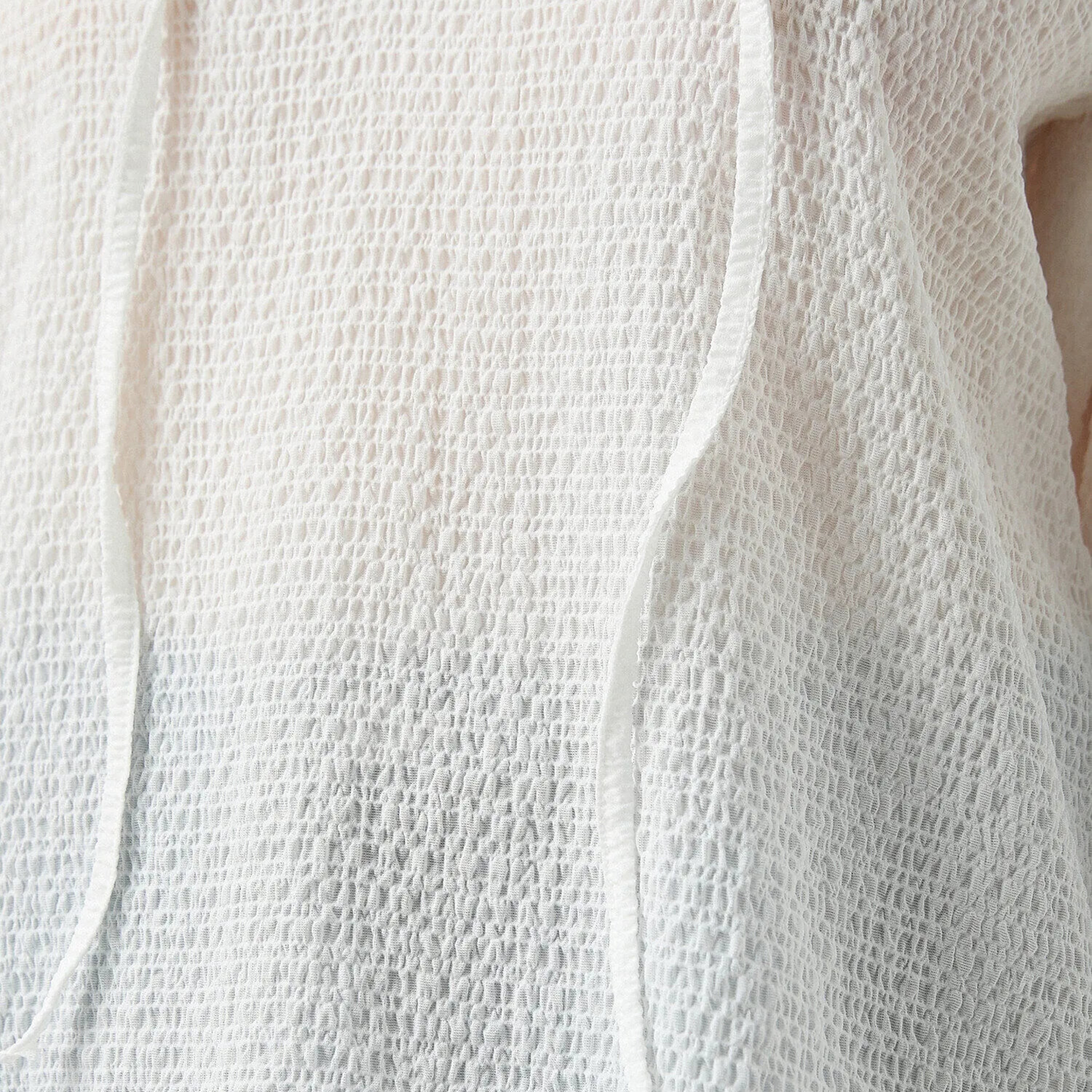 KOTON White Textured Tie-Up Neck Raglan Sleeves Women's Top-women-clothing-plussize-shirtsandblouses-blouses-image-6