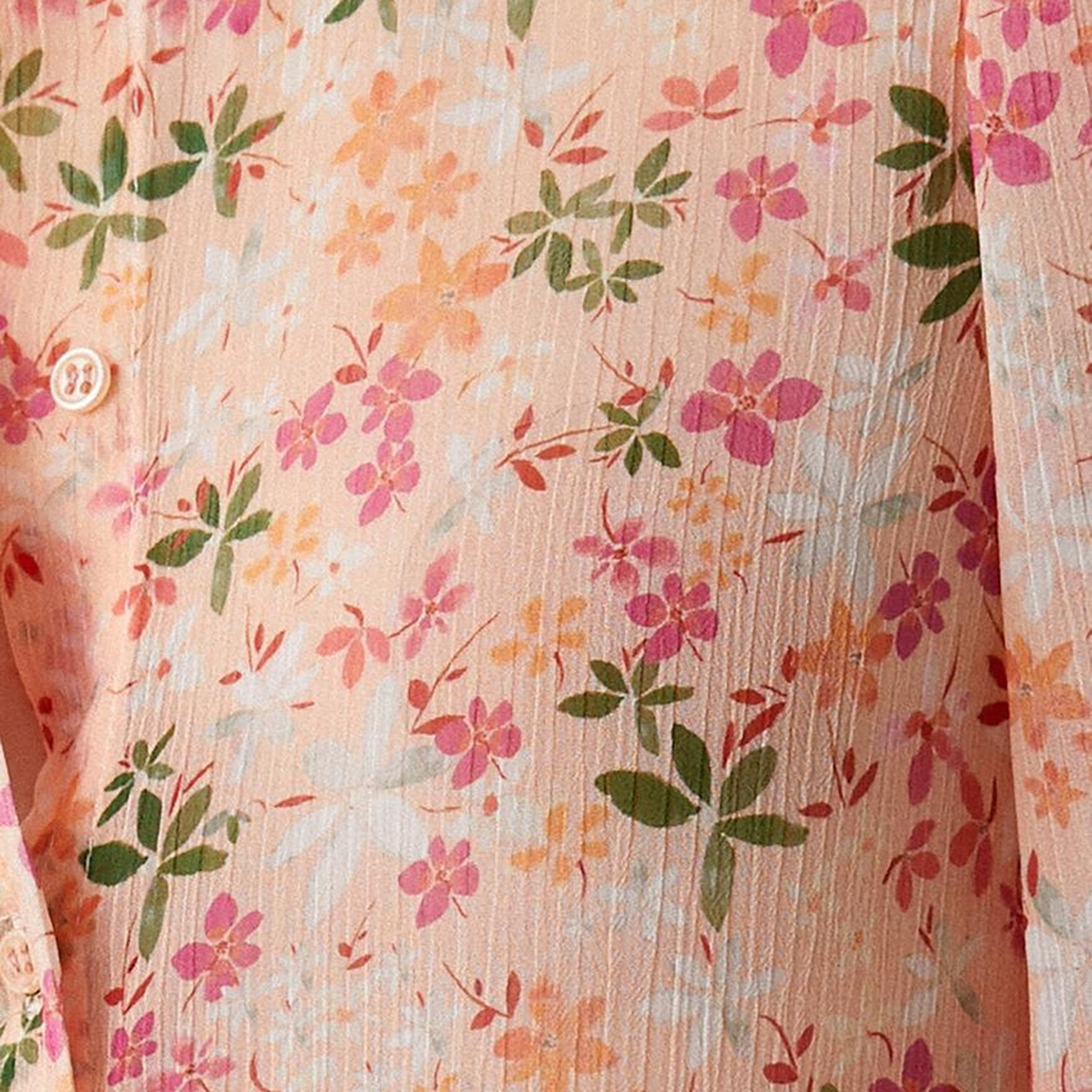 قميص شيفون وياقة صينية وطبعة أزهار باللون الخوخي للنساء من كوتون-women-clothing-shirtsandblouses-shirts-image-6