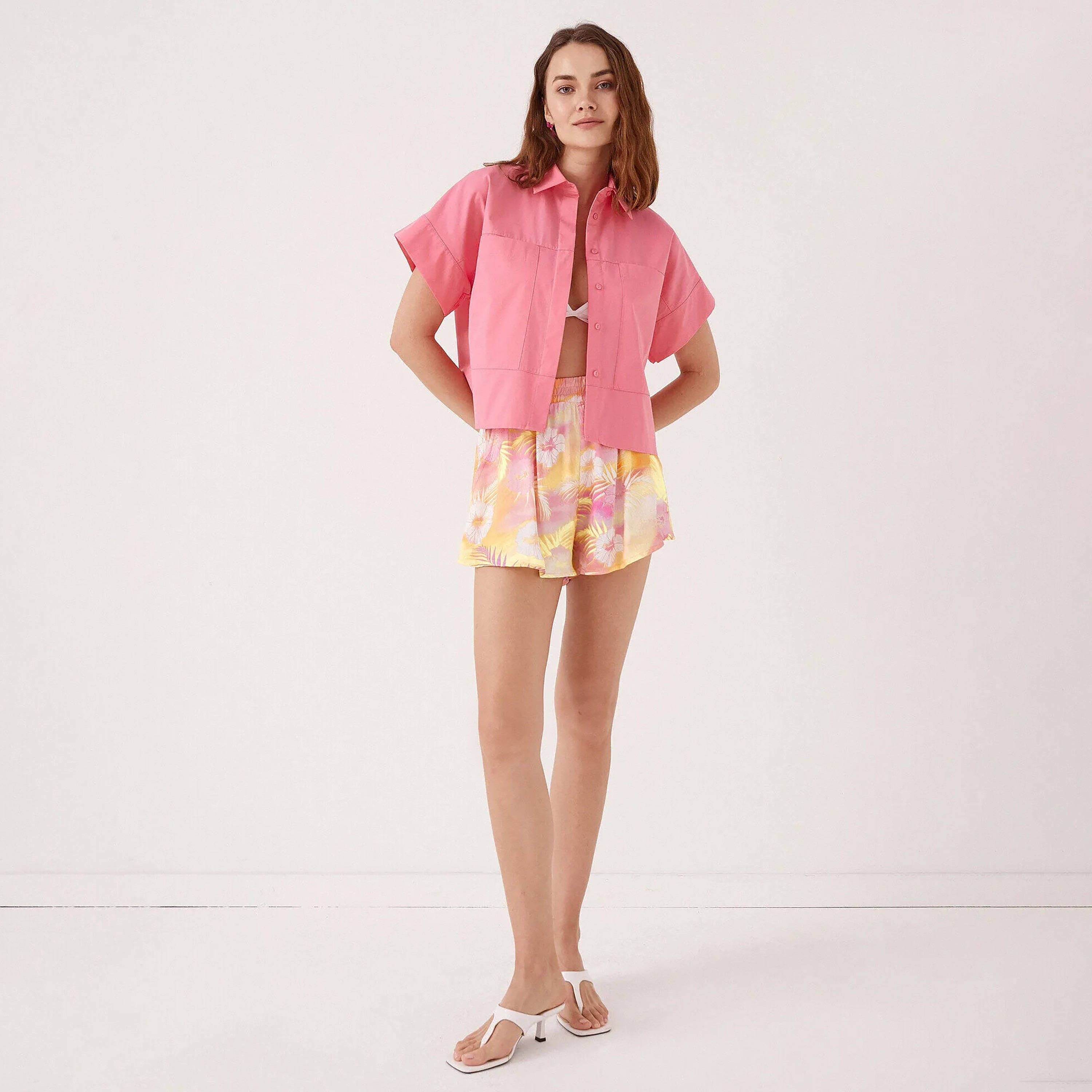 قميص قطن وياقة باللون الوردي للنساء من كوتون-women-clothing-shirtsandblouses-shirts-image-2