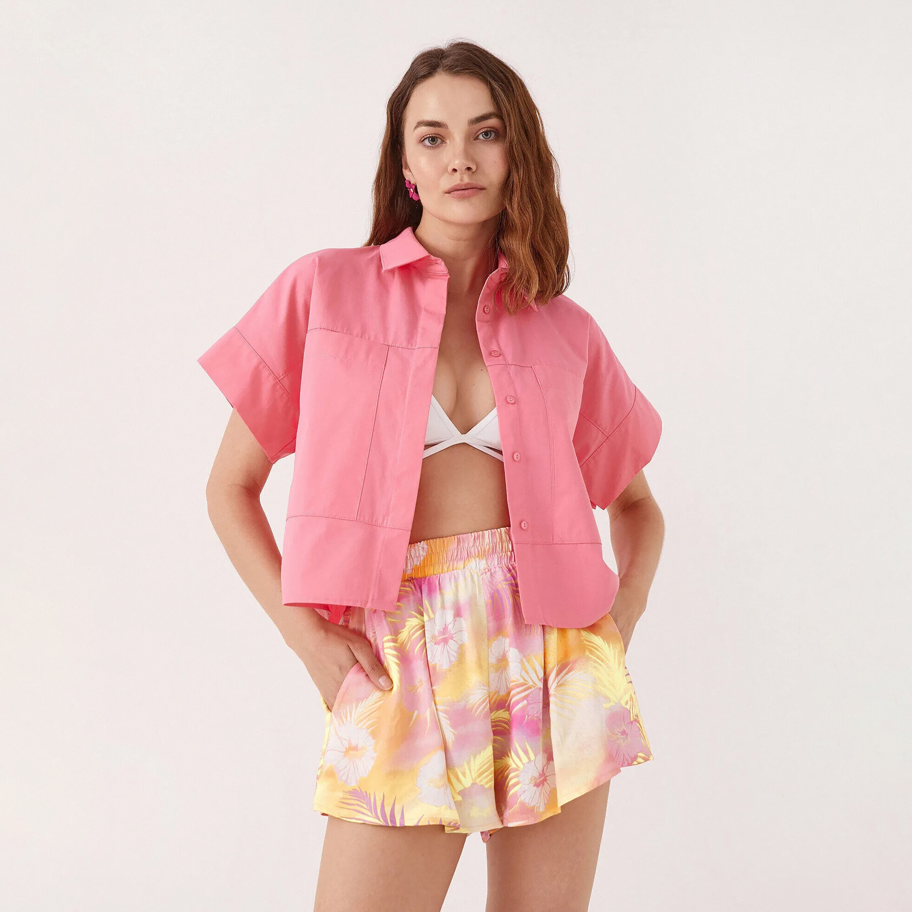 قميص قطن وياقة باللون الوردي للنساء من كوتون-women-clothing-shirtsandblouses-shirts-image-3