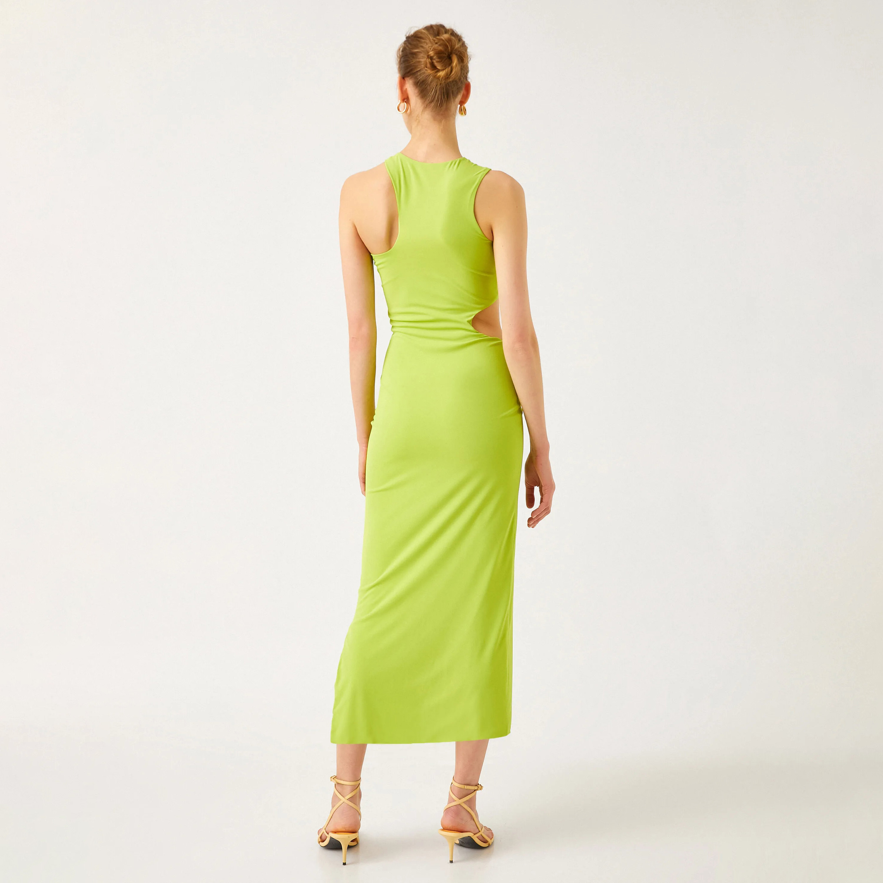 KOTON Green One-Shoulder Column Women's Midi Dress-women-clothing-dresses-image-2