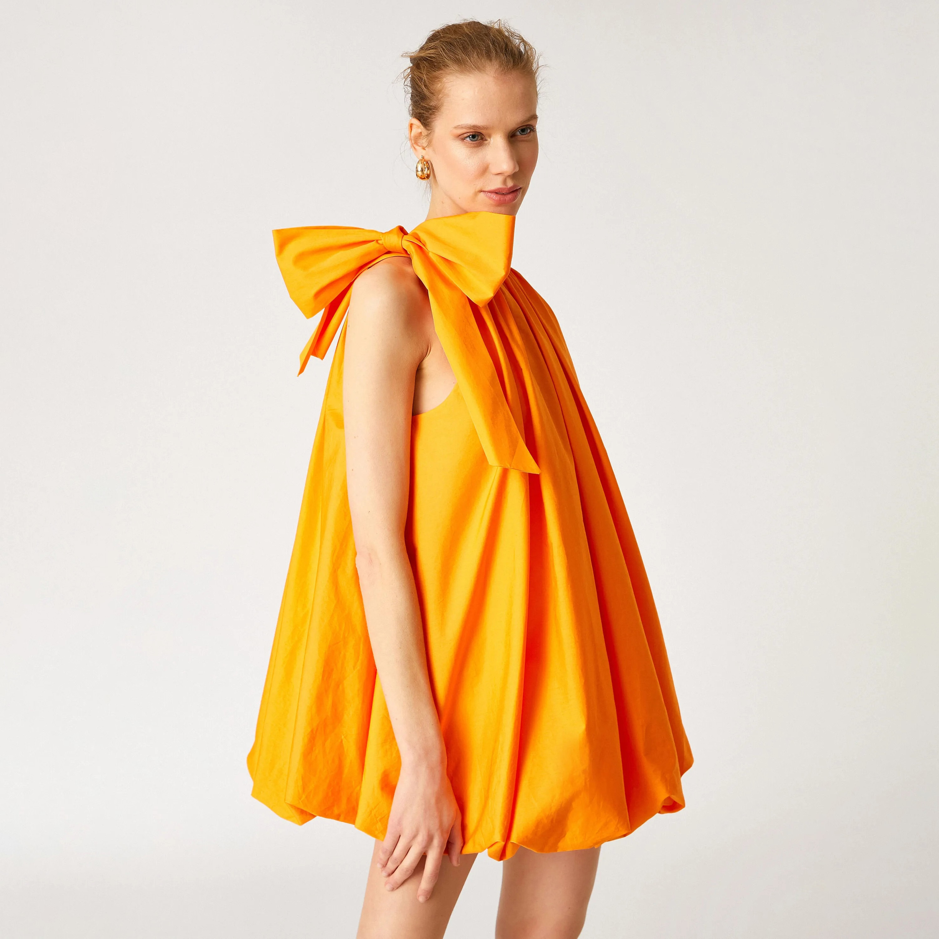 KOTON Orange Halter Neck Balloon Women's Mini Dress-women-clothing-dresses-image-2