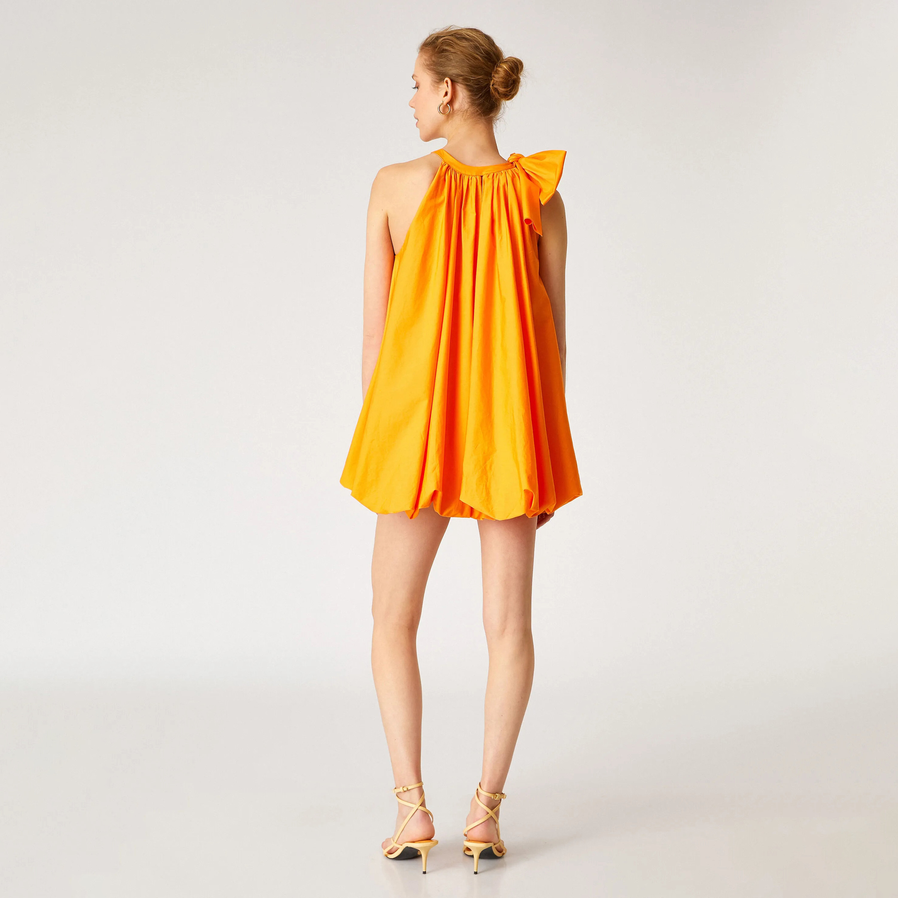 KOTON Orange Halter Neck Balloon Women's Mini Dress-women-clothing-dresses-image-3