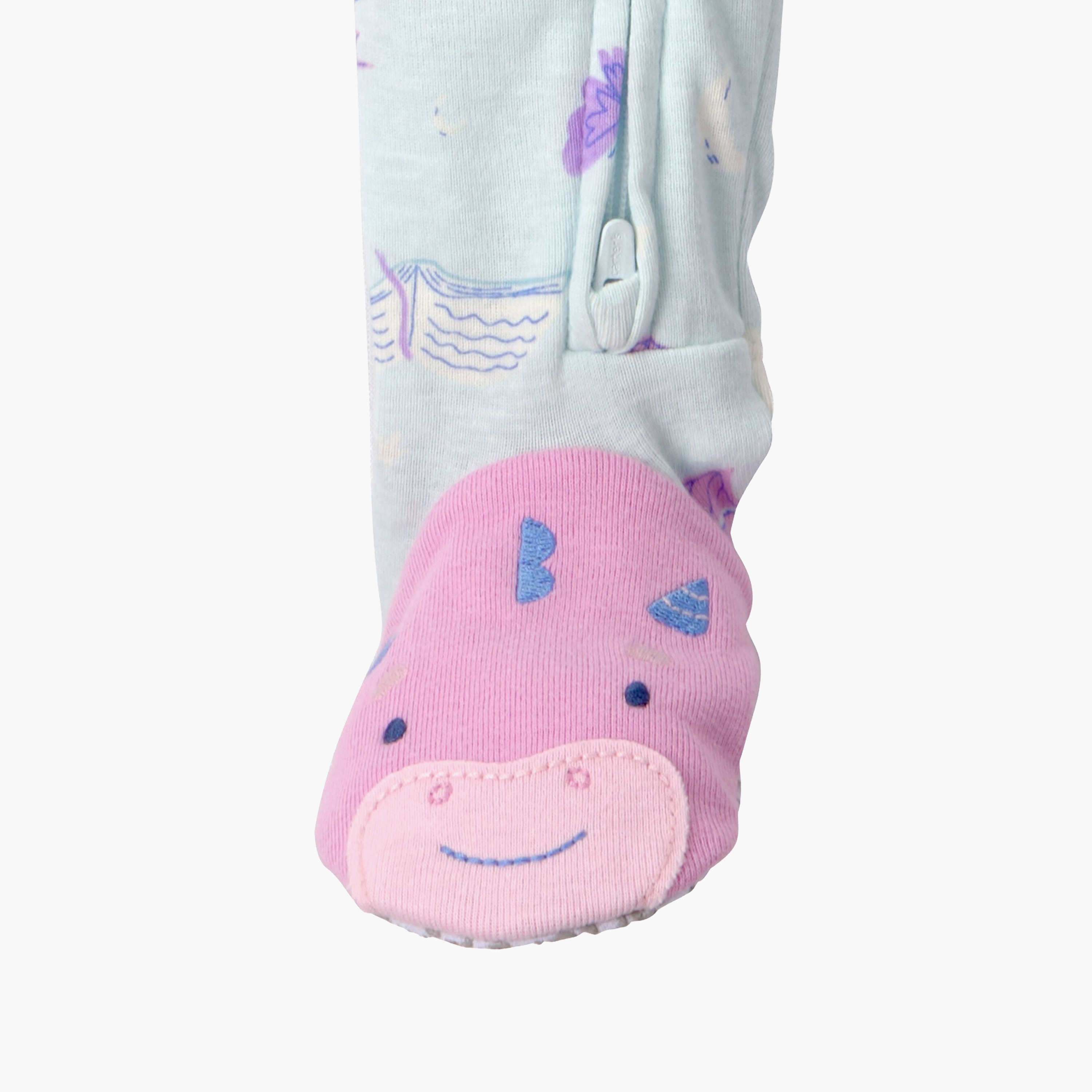 سالوبيت نوم (سليب سوت) بأكمام طويلة وسحاب ونقشة أقدام تنين من كارترز-baby-girls-clothing-nightwear-sleepsuits-image-2