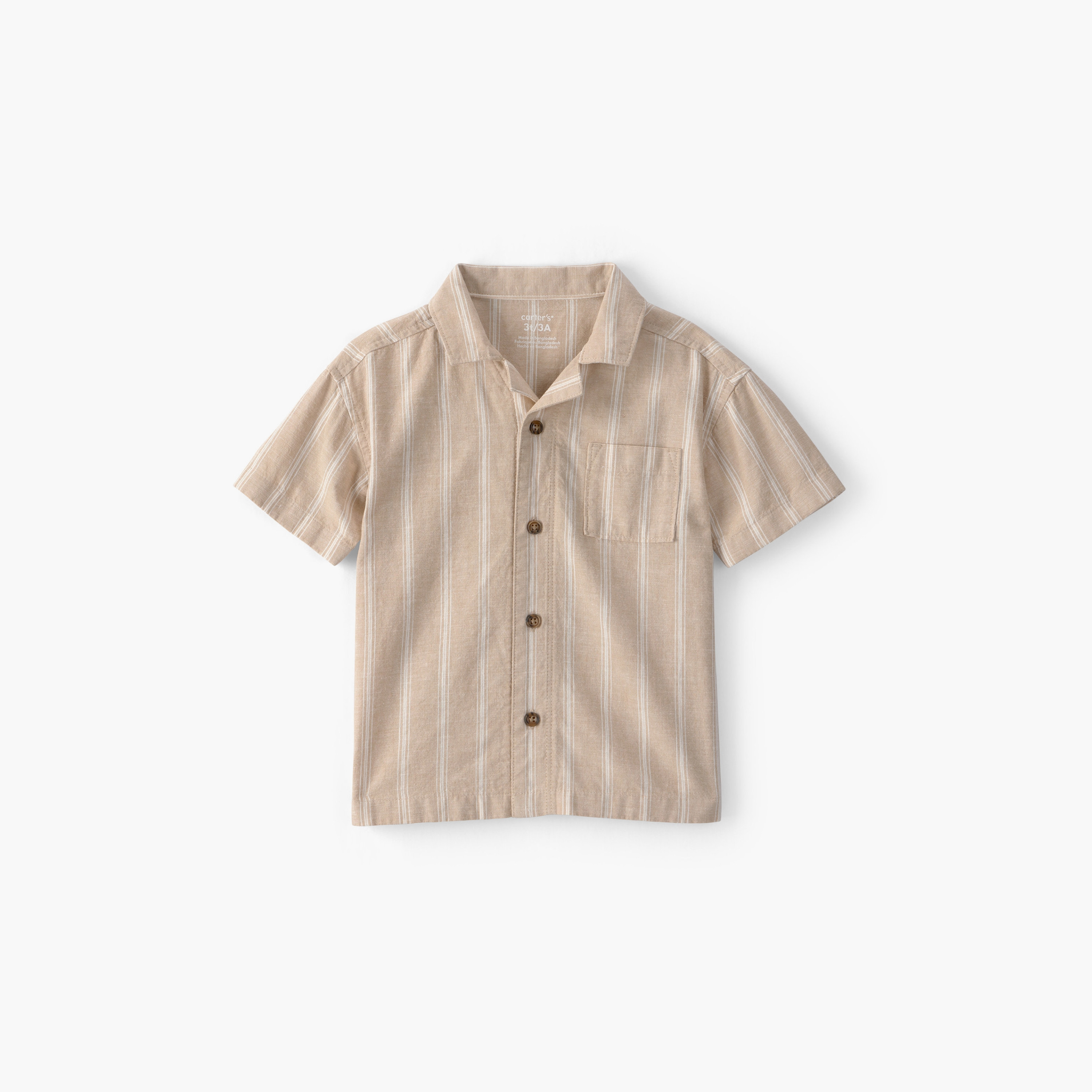 قميص كتان مخطط وأكمام قصيرة من كارترز-boys-clothing-shirts-image-1