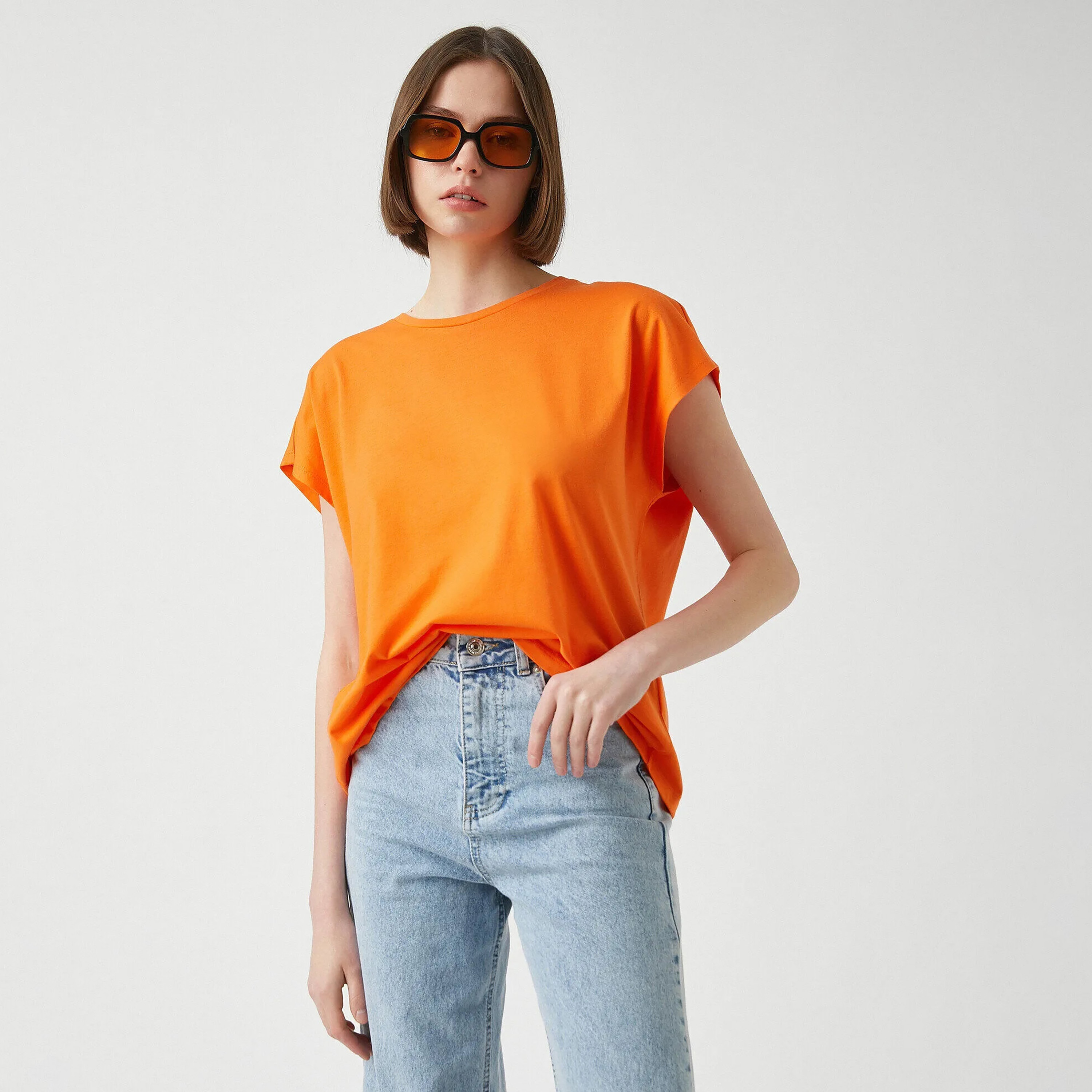 KOTON Orange Women's T-Shirt-women-clothing-tshirts-image-2