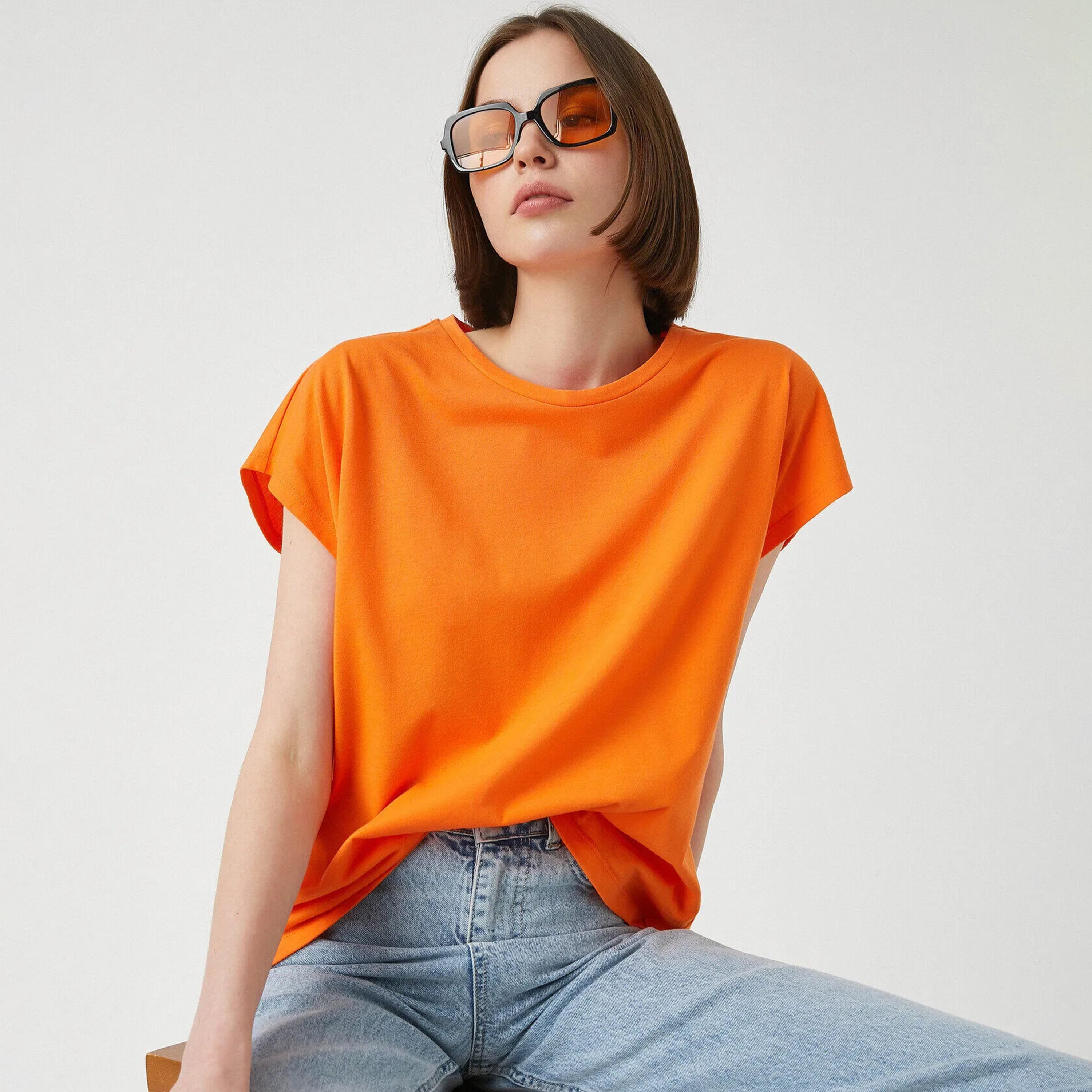 تيشرت باللون البرتقالي للنساء من كوتون-women-clothing-tshirts-image-4