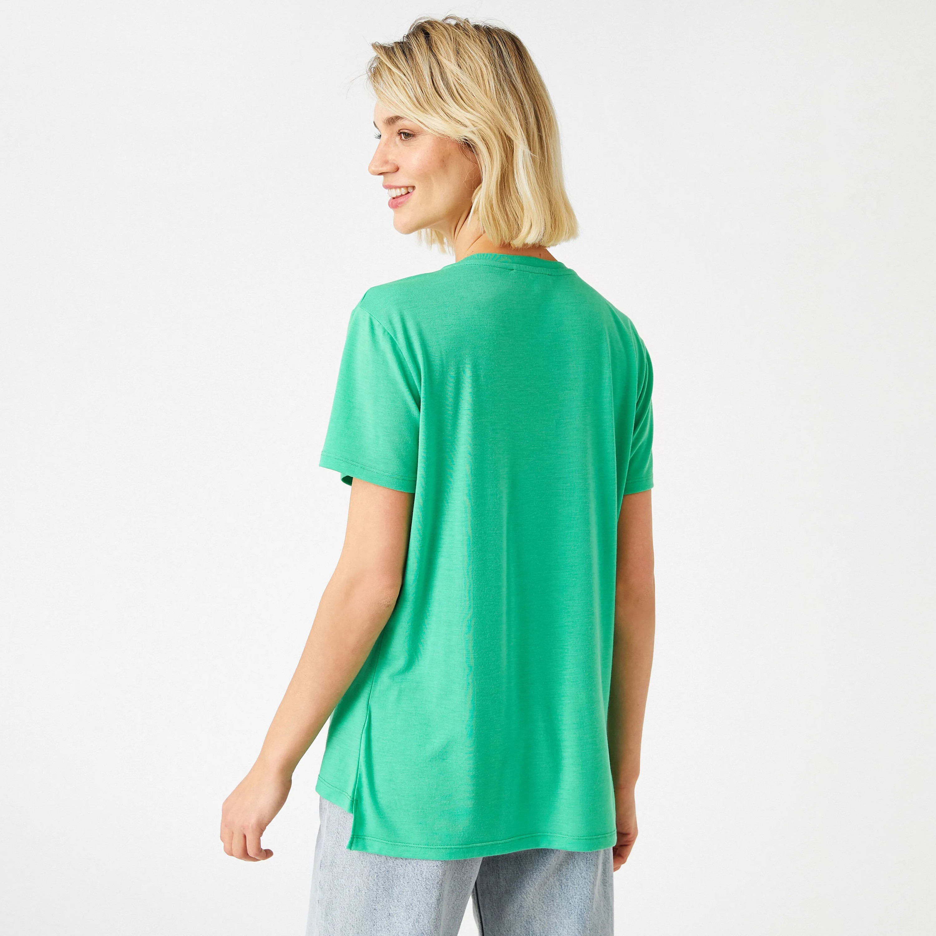 KOTON Green Graphic Sequined Women's T-Shirt-women-clothing-tshirts-image-3